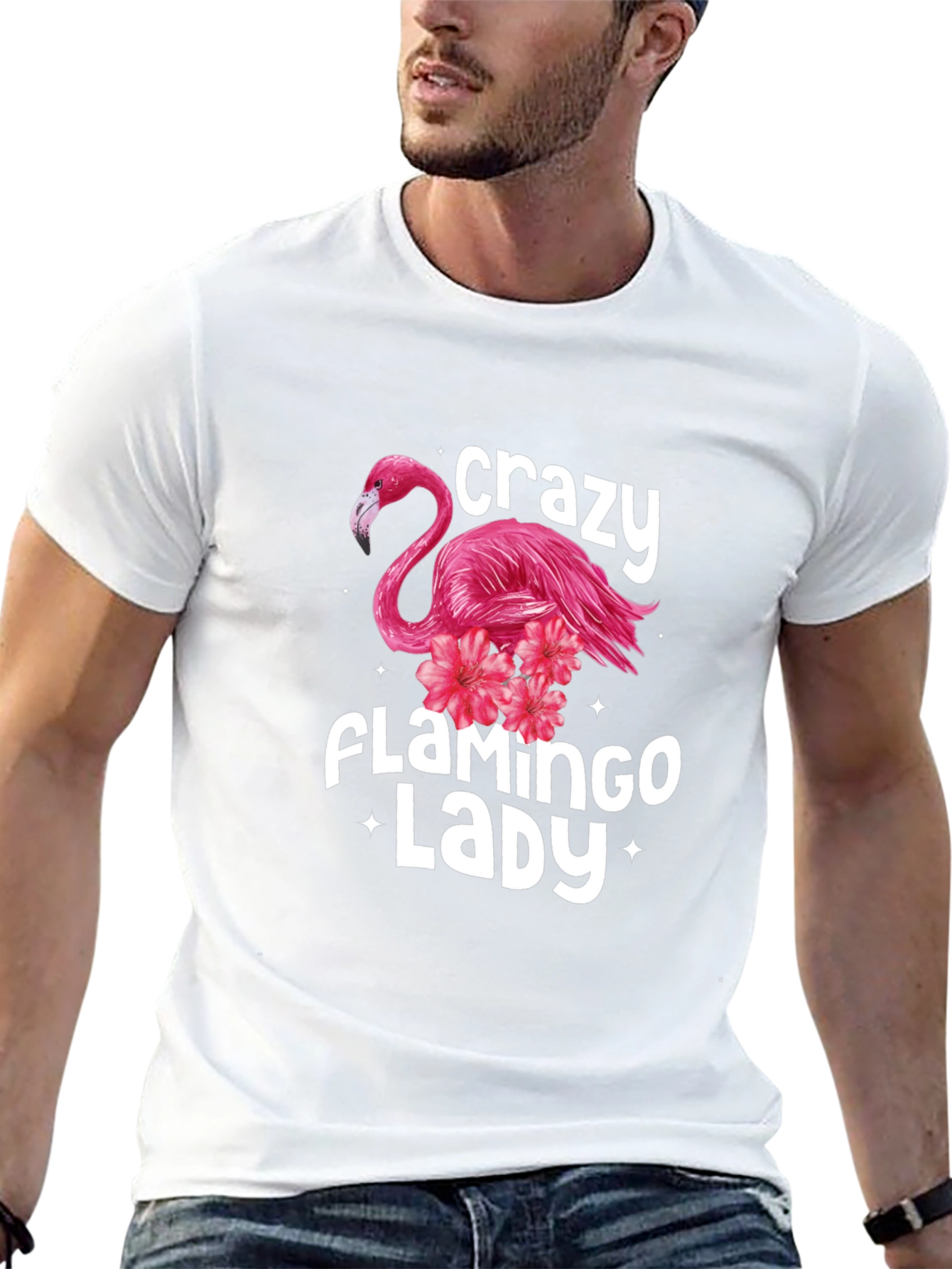 Crazy Flamingo Lady Graphic Tee