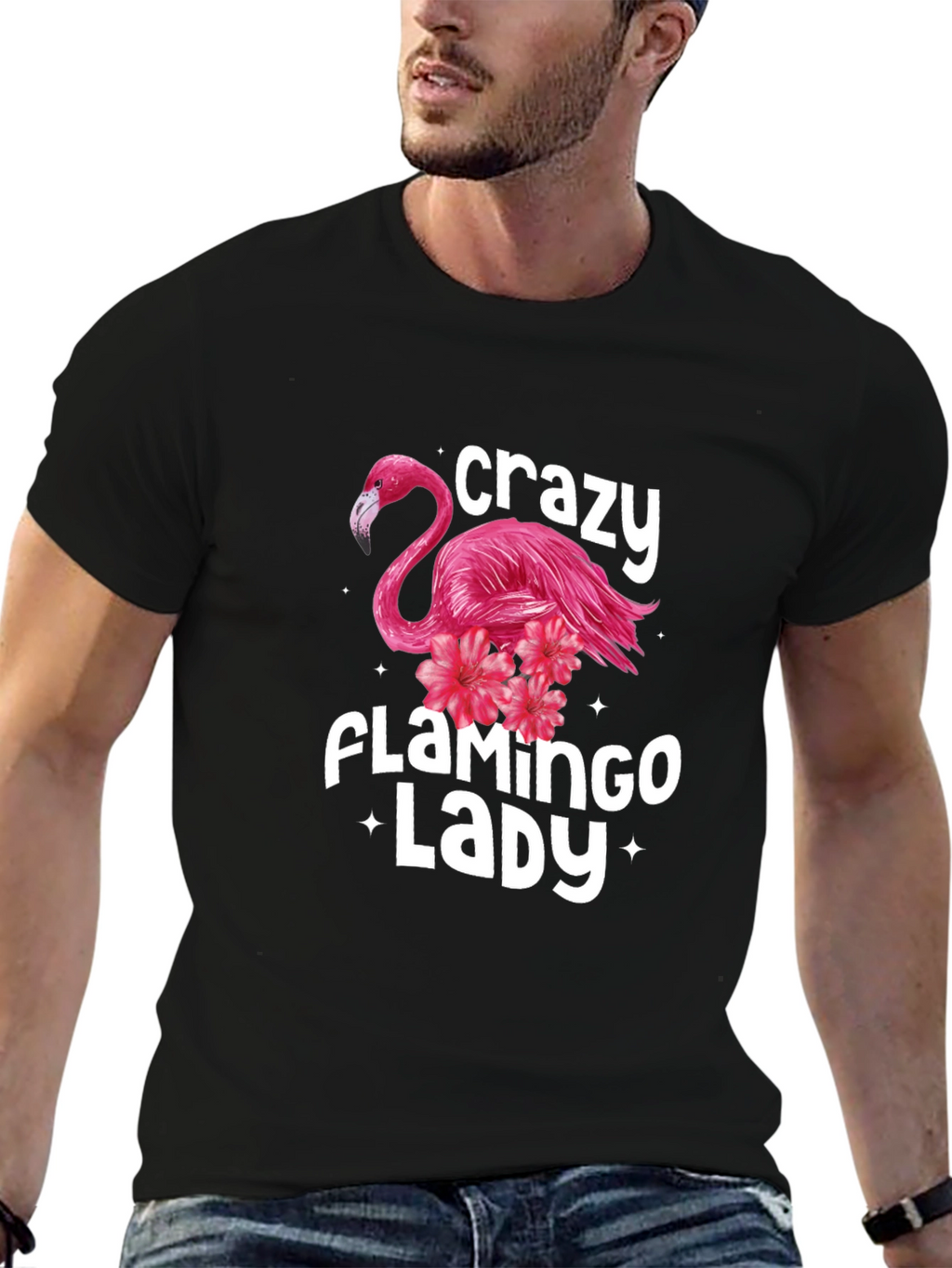 Crazy Flamingo Lady Graphic Tee