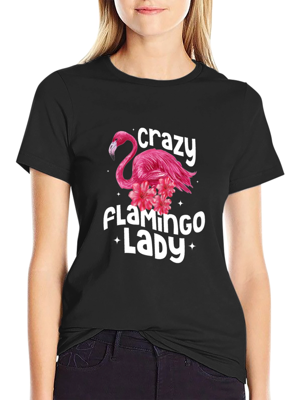 Crazy Flamingo Lady Graphic Tee