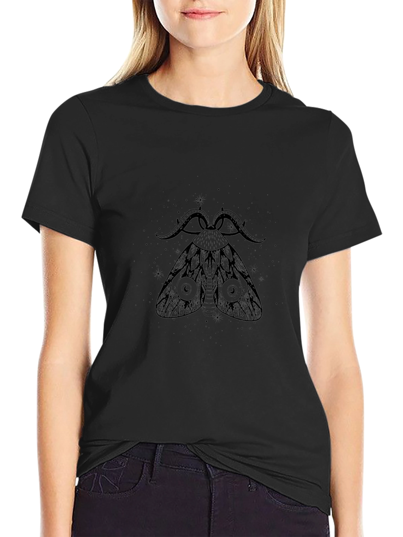 Moth Graphic Black T-Shirt