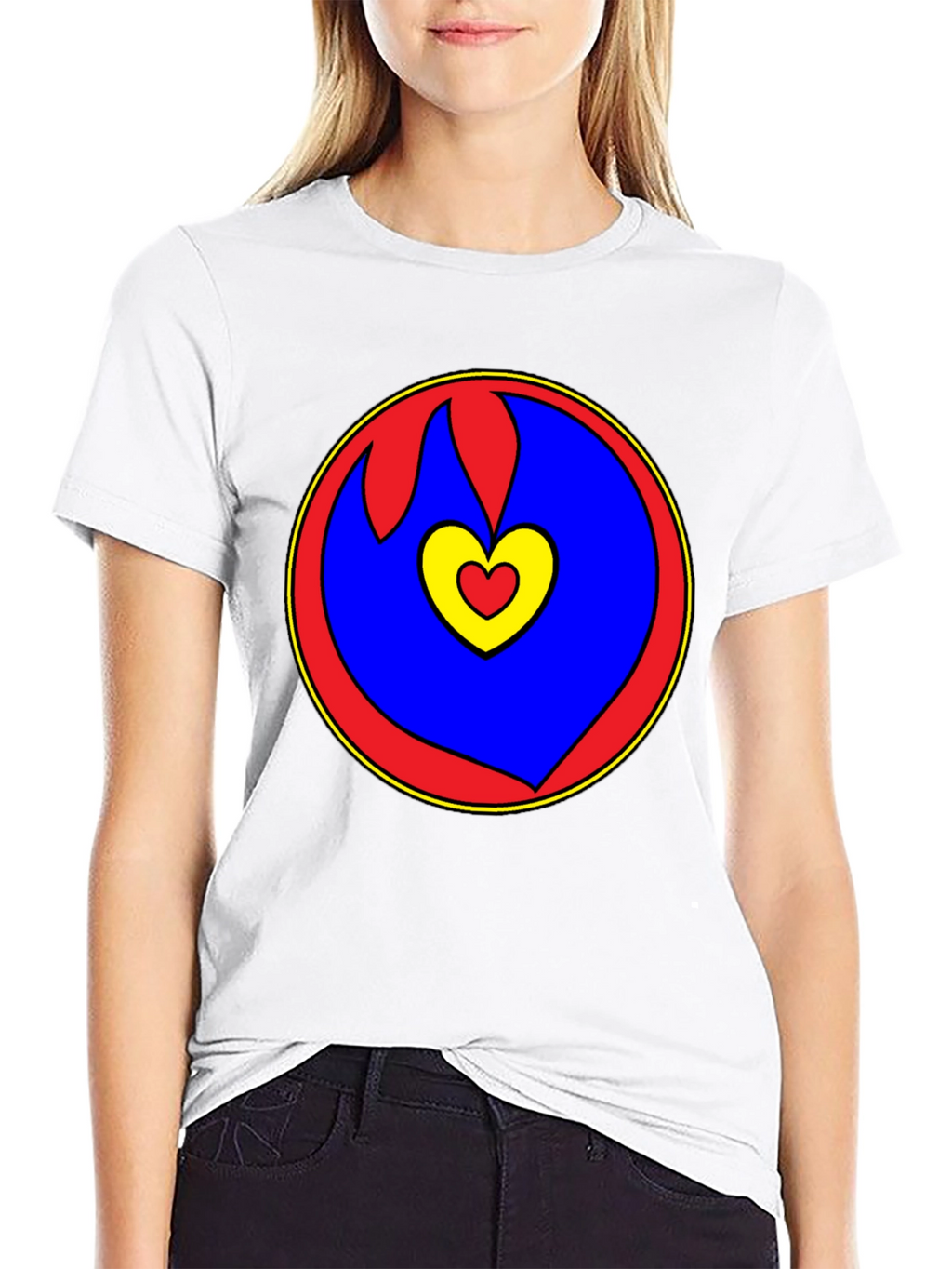Heart Circle Graphic Tee - Black Casual Shirt