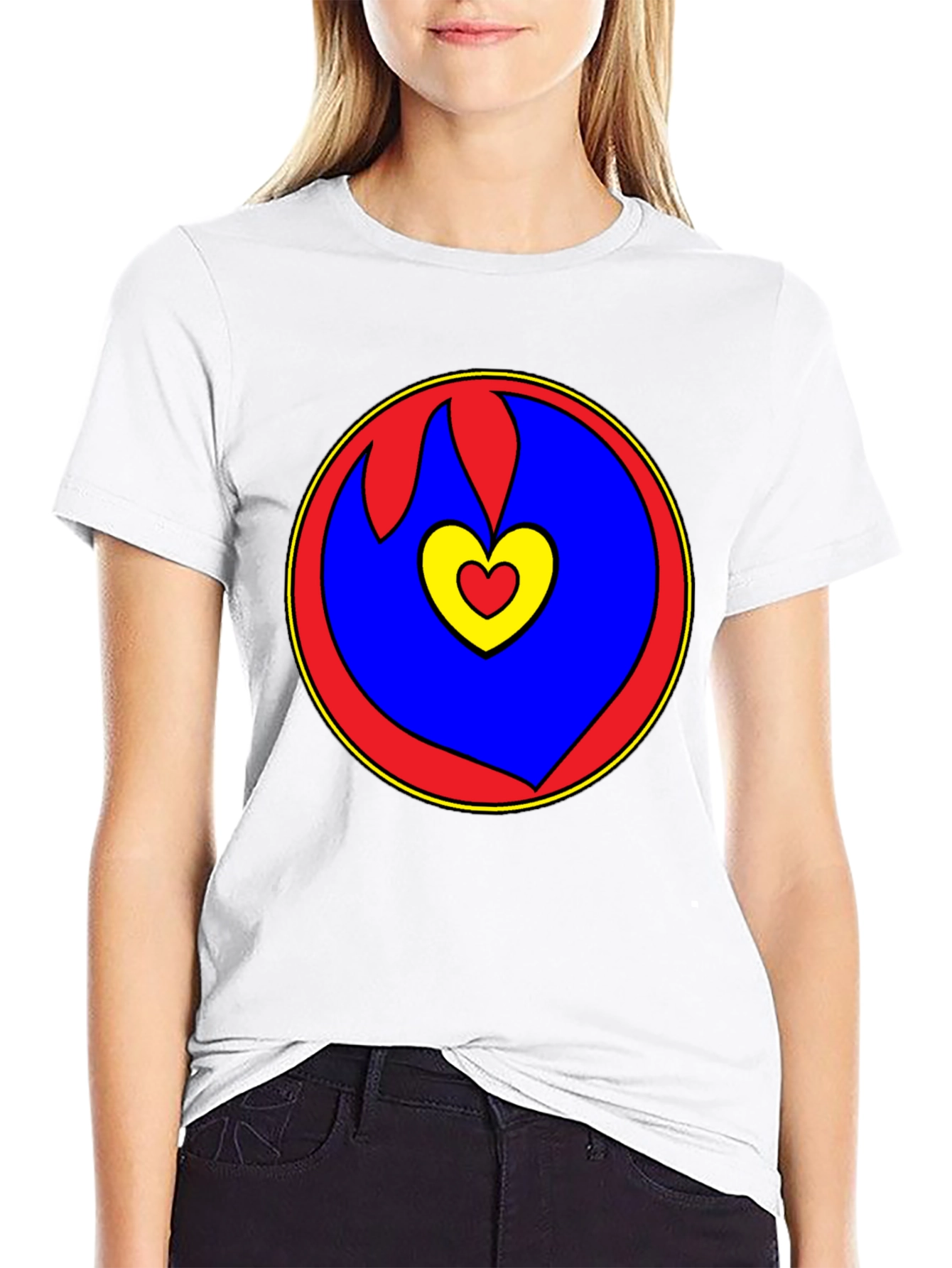 Heart Circle Graphic Tee - Black Casual Shirt