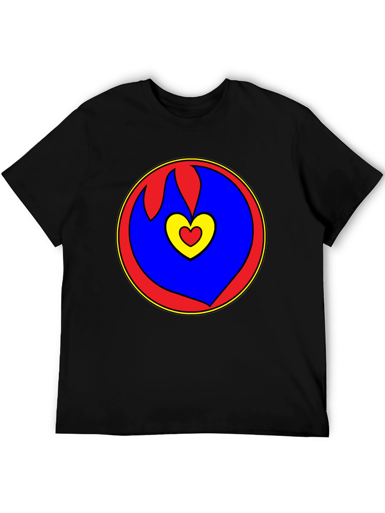 Heart Circle Graphic Tee - Black Casual Shirt