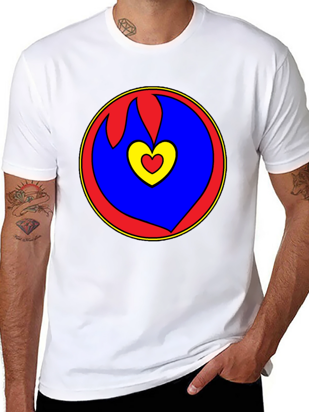 Heart Circle Graphic Tee - Black Casual Shirt