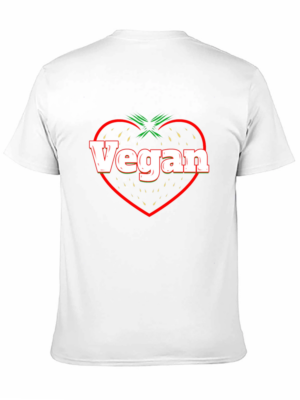 Vegan Strawberry Heart Black T-Shirt