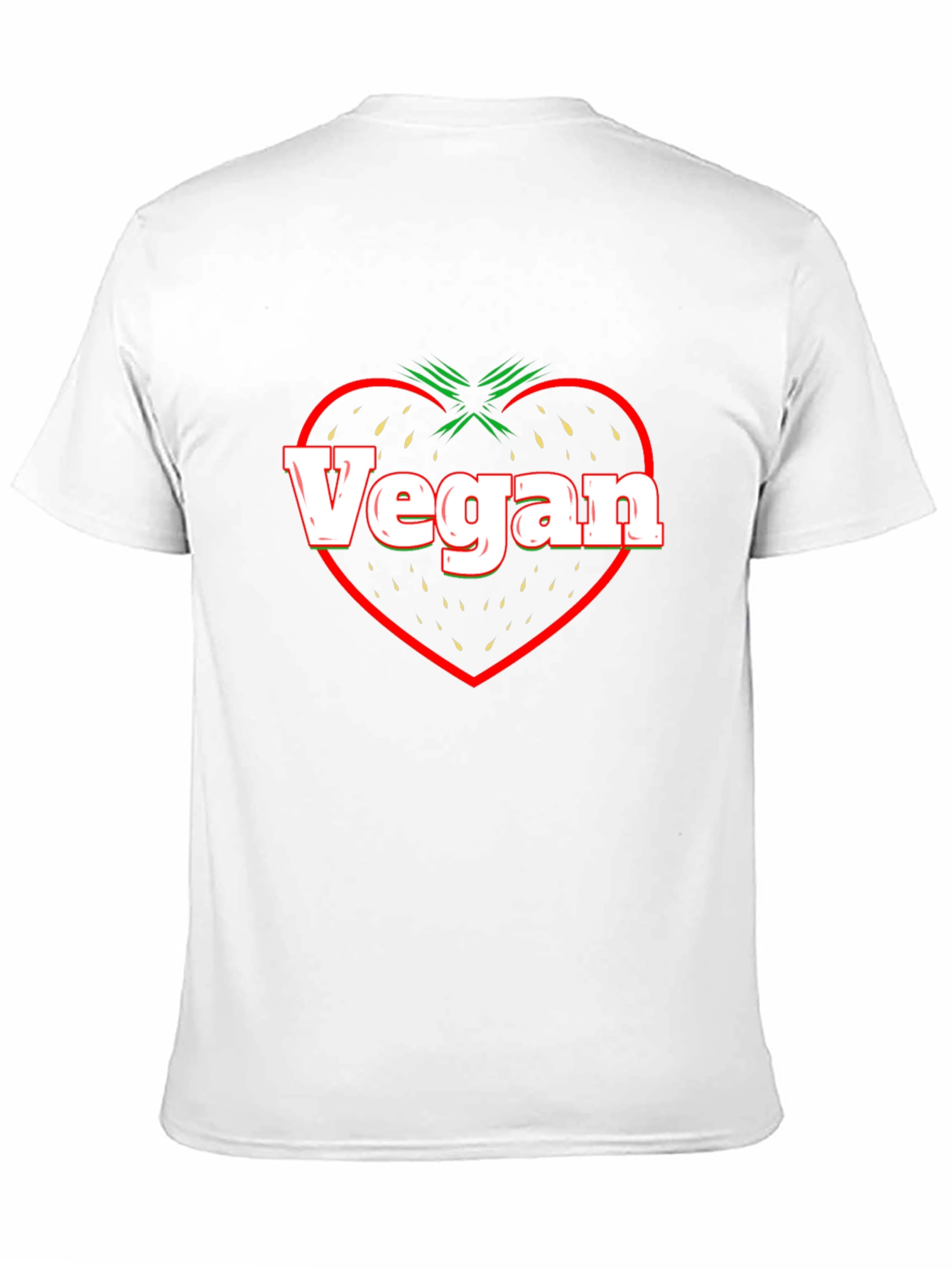 Vegan Strawberry Heart Black T-Shirt
