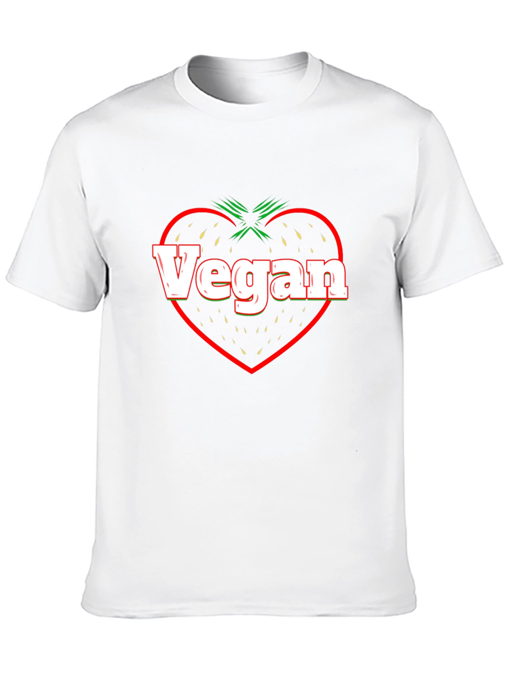 Vegan Strawberry Heart Black T-Shirt