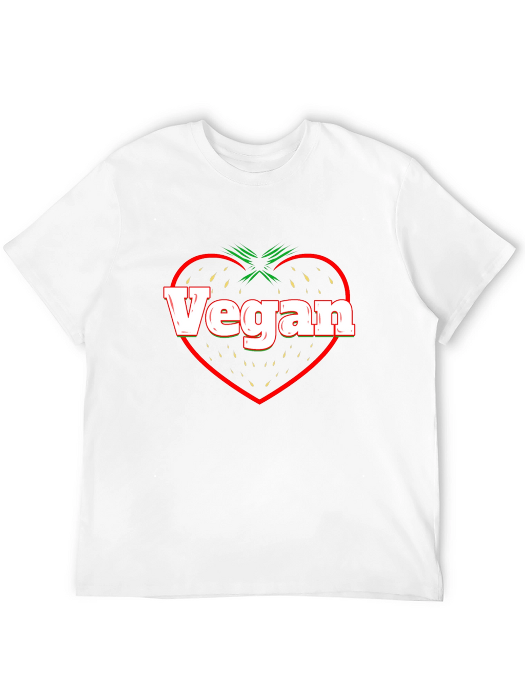 Vegan Strawberry Heart Black T-Shirt