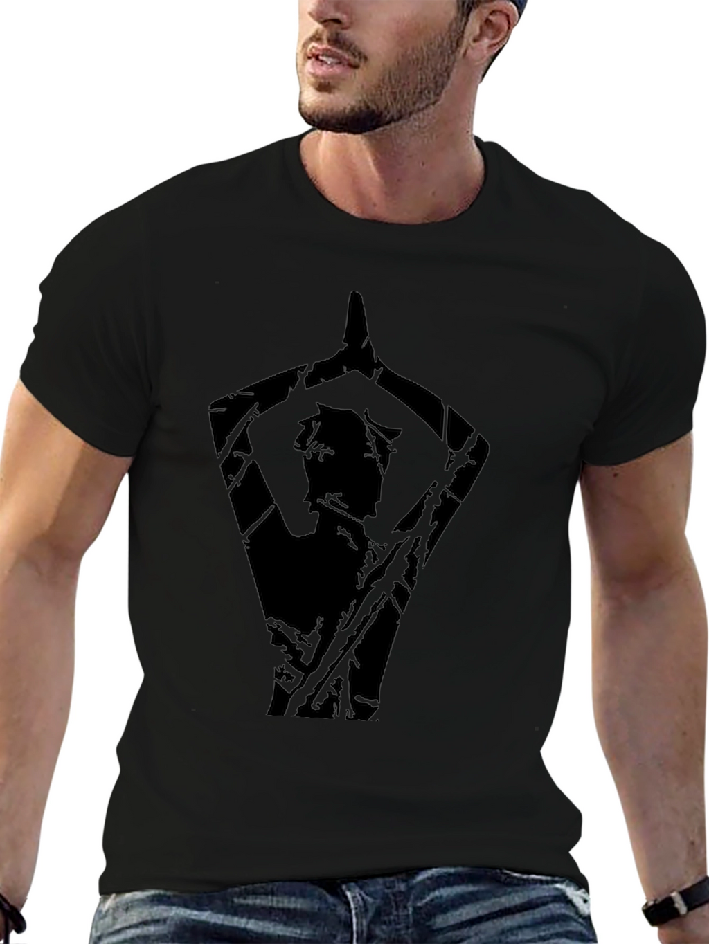 Mens Black Yoga Silhouette Graphic Tee