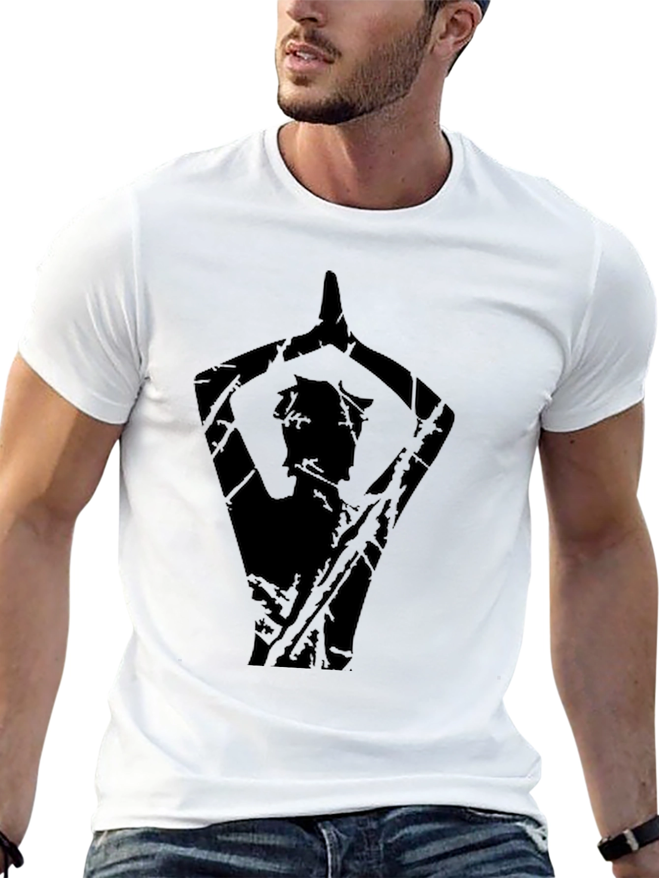 Mens Black Yoga Silhouette Graphic Tee