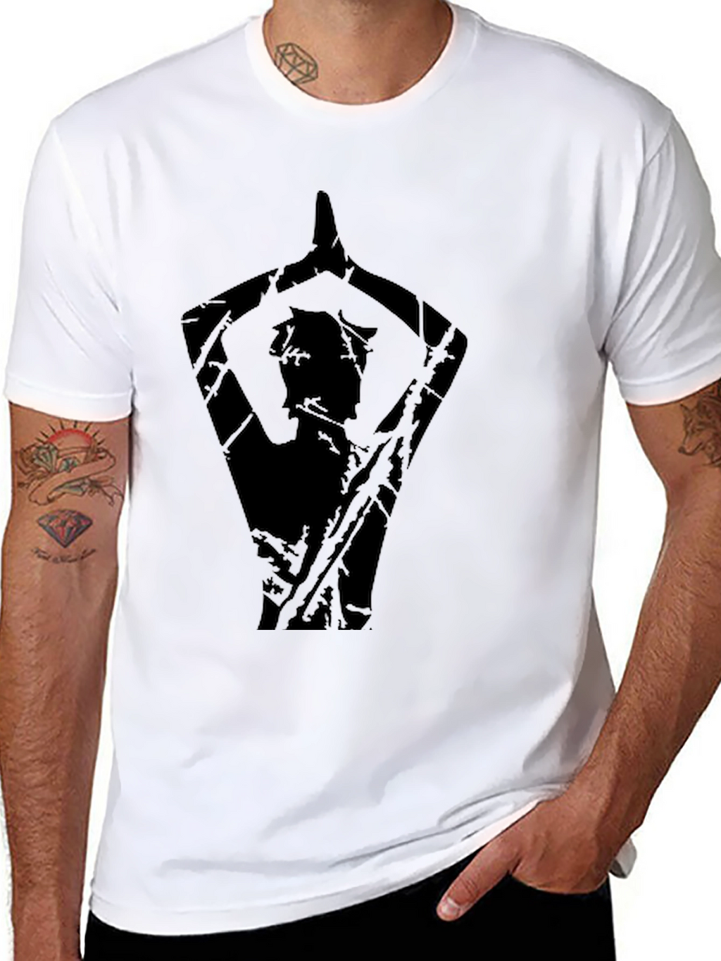 Mens Black Yoga Silhouette Graphic Tee