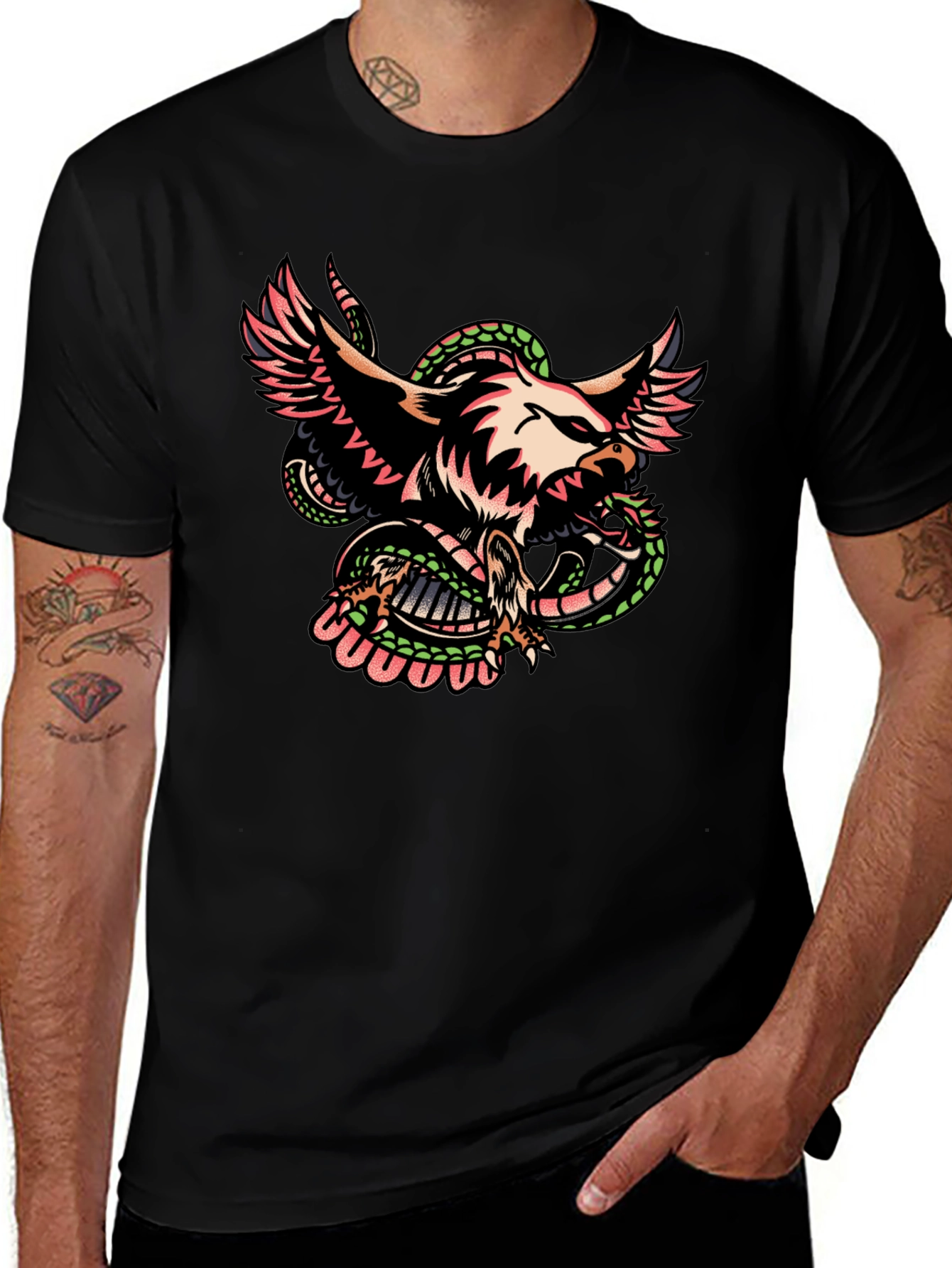 Eagle & Snake Graphic Tee - Mens Black T-Shirt