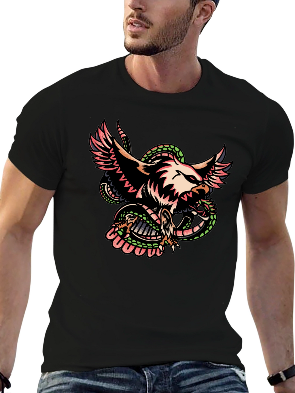 Eagle & Snake Graphic Tee - Mens Black T-Shirt