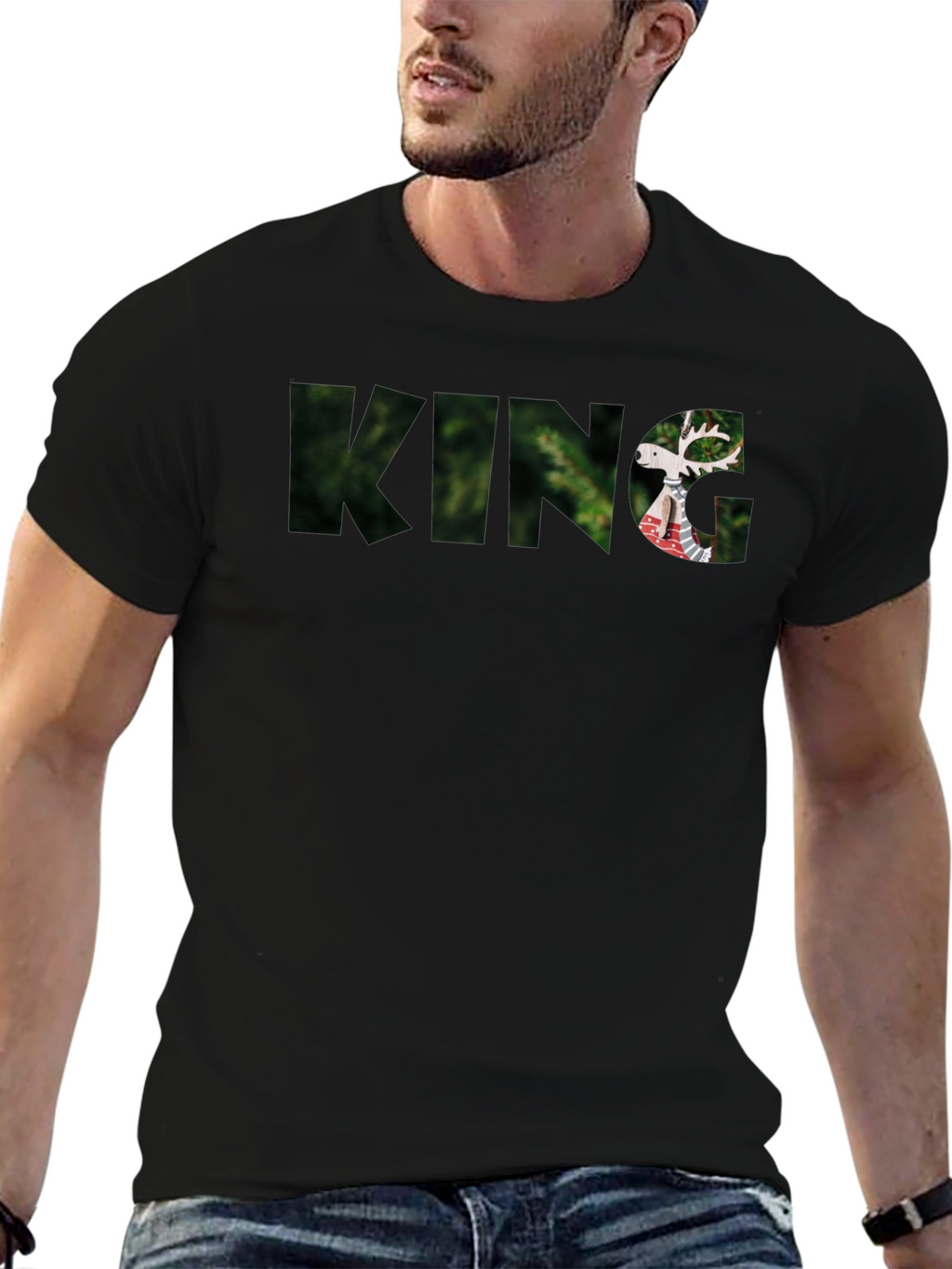 King Deer Graphic Black T-Shirt