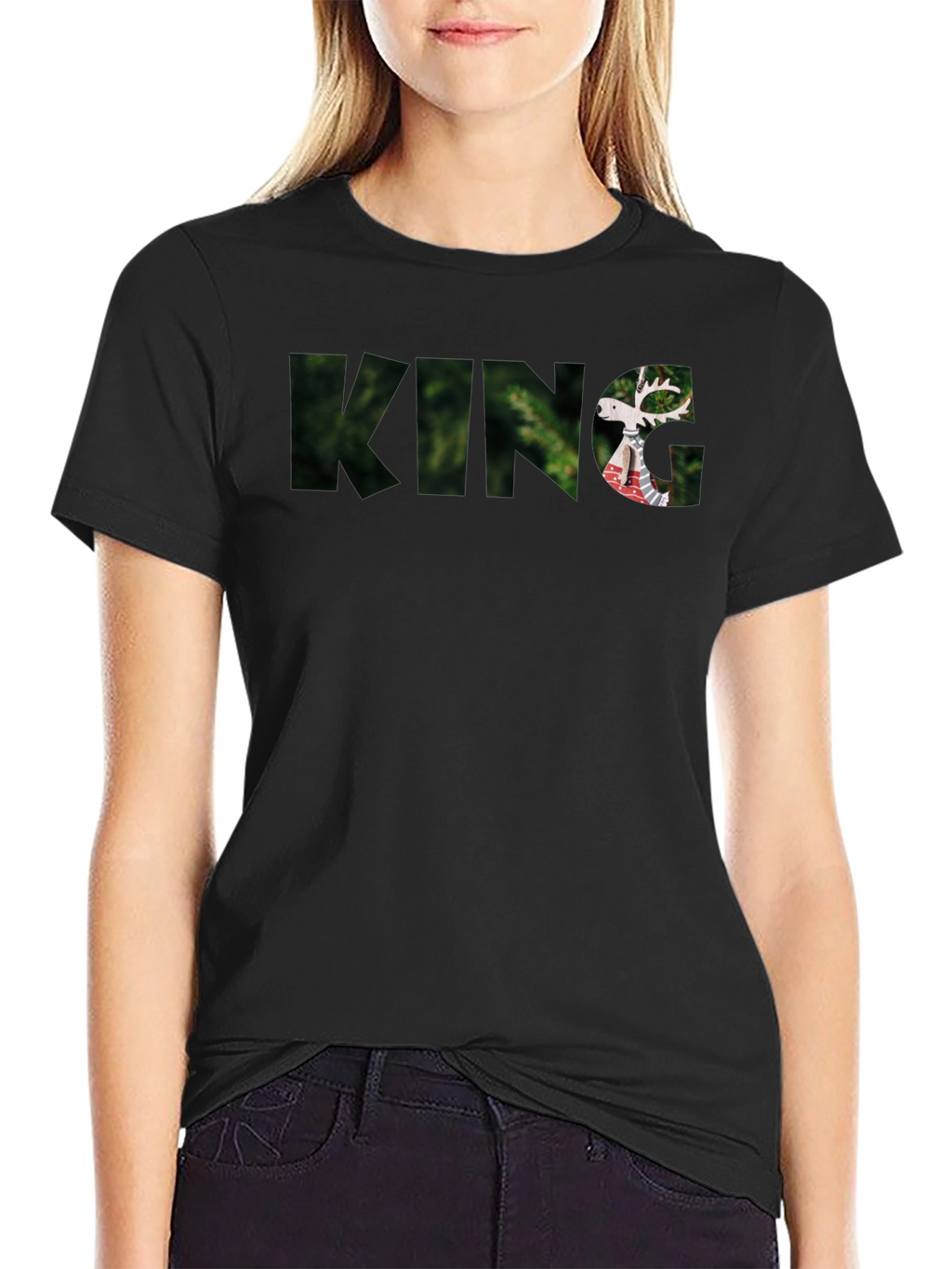 King Deer Graphic Black T-Shirt