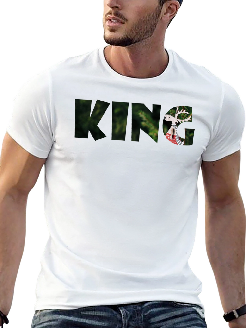 King Deer Graphic Black T-Shirt