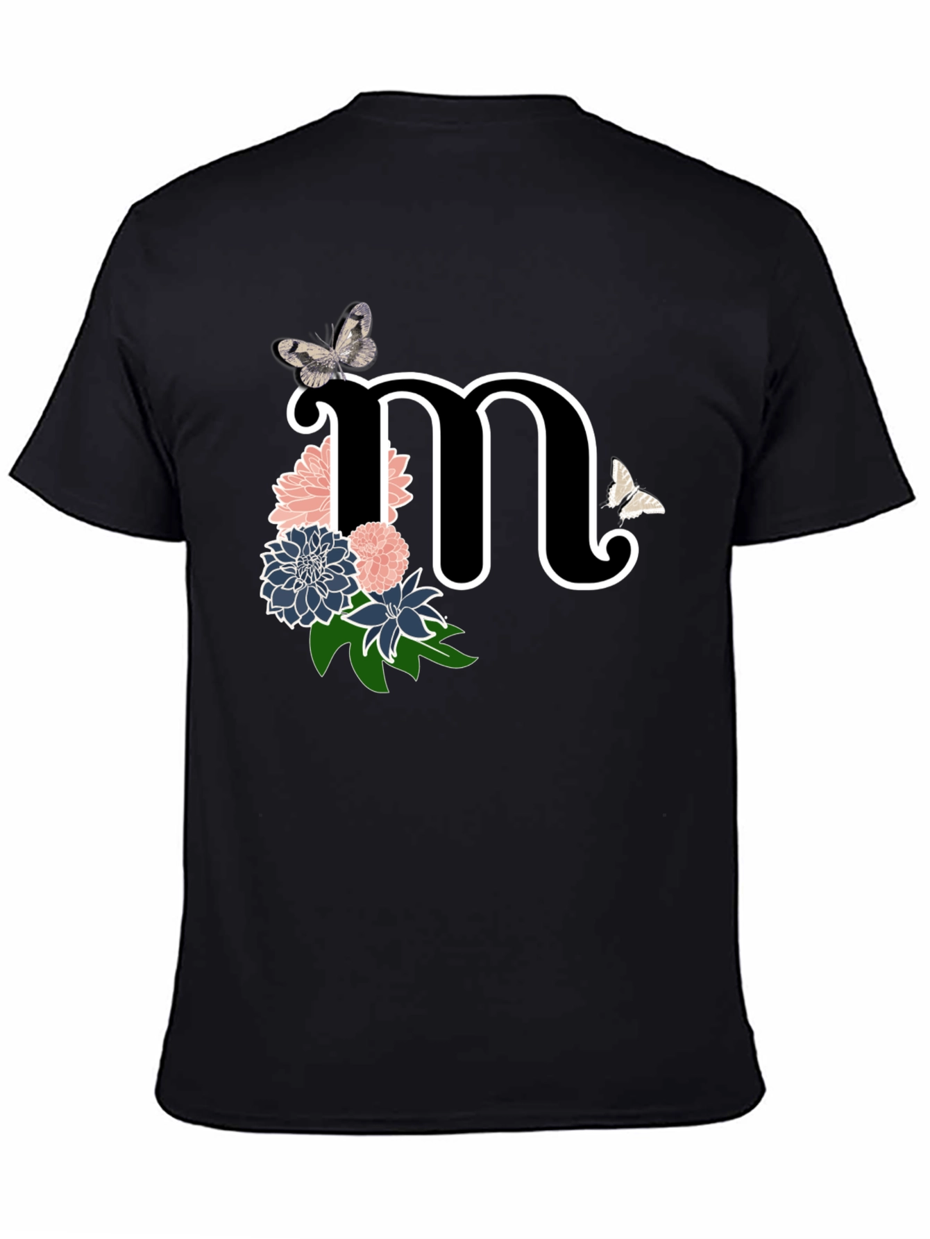 Floral Letter M Initial T-Shirt - Custom Monogram Tee