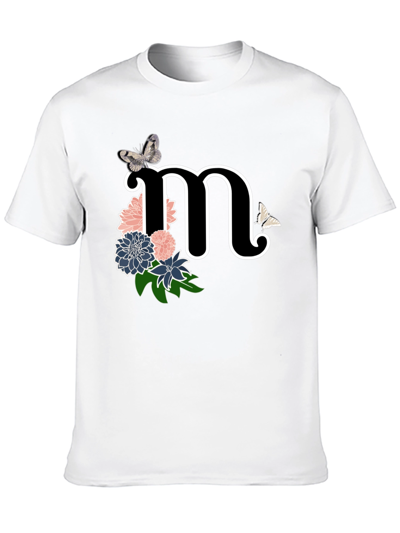 Floral Letter M Initial T-Shirt - Custom Monogram Tee