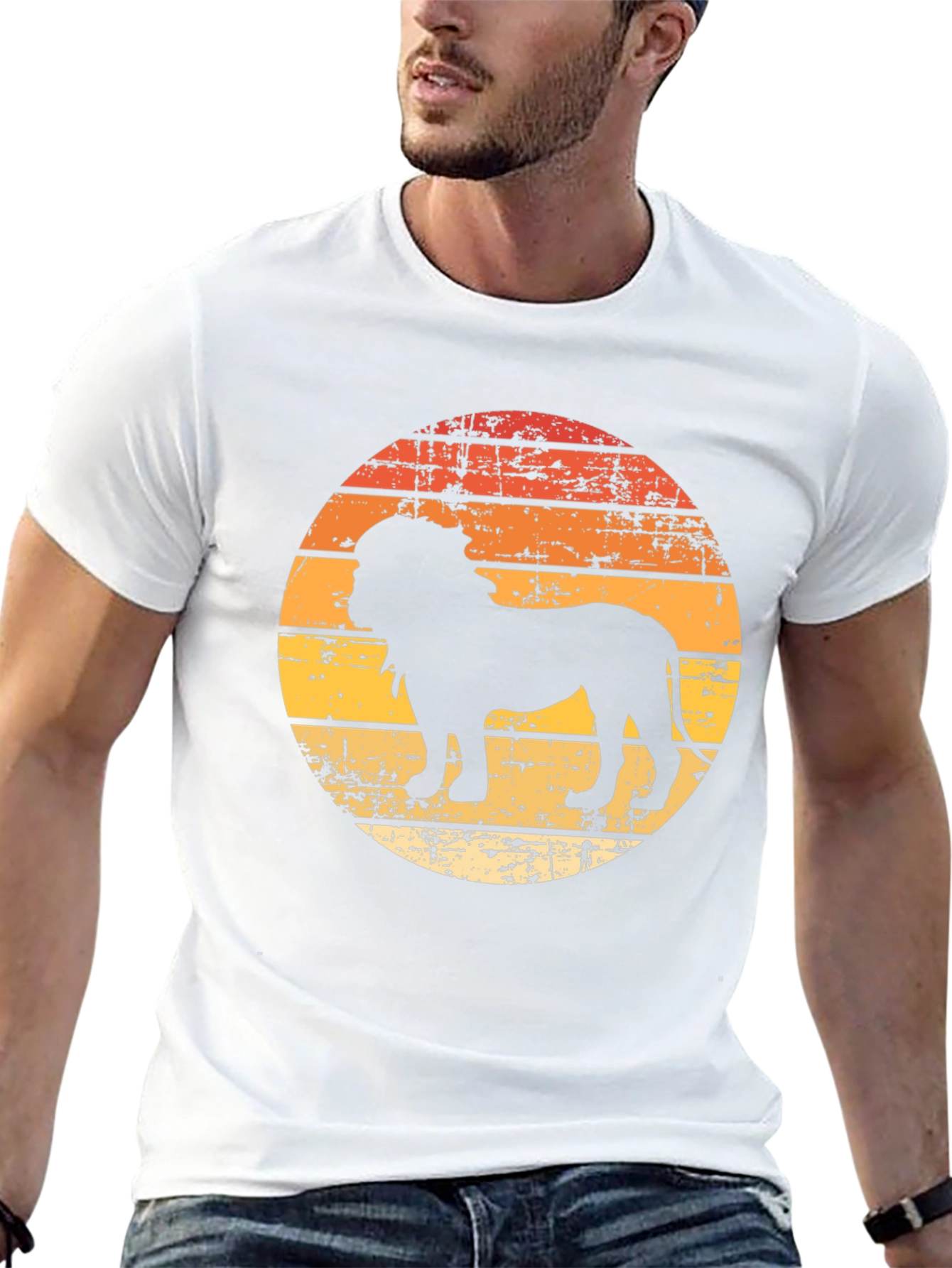 Lion Sunset Graphic Tee - Vintage Style Comfort