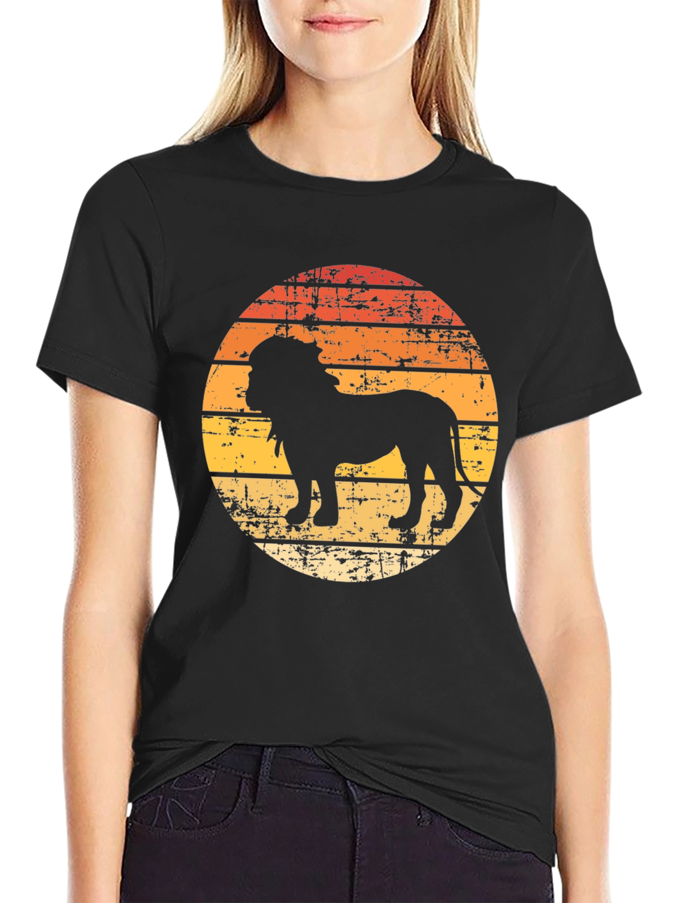 Lion Sunset Graphic Tee - Vintage Style Comfort