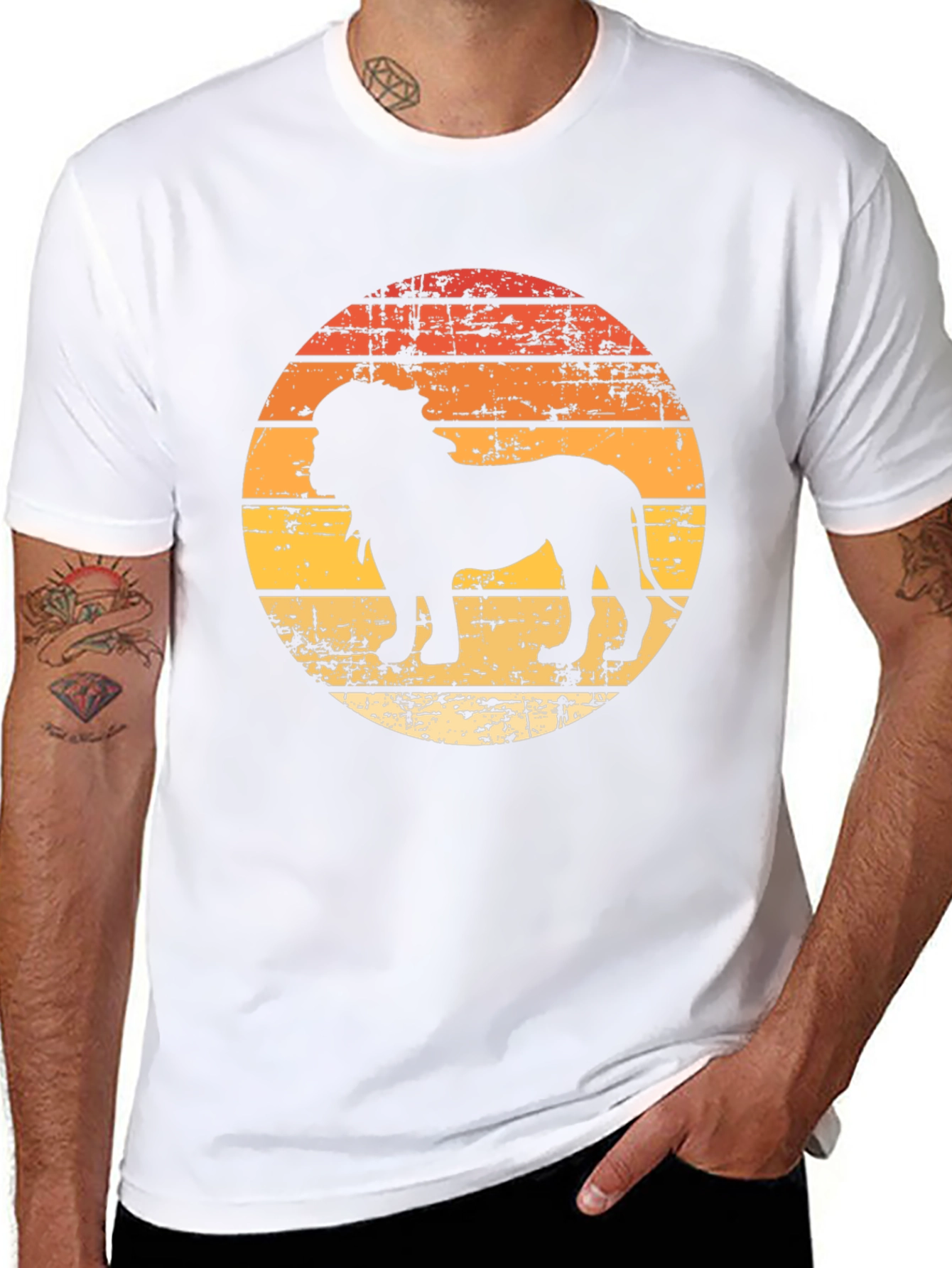 Lion Sunset Graphic Tee - Vintage Style Comfort