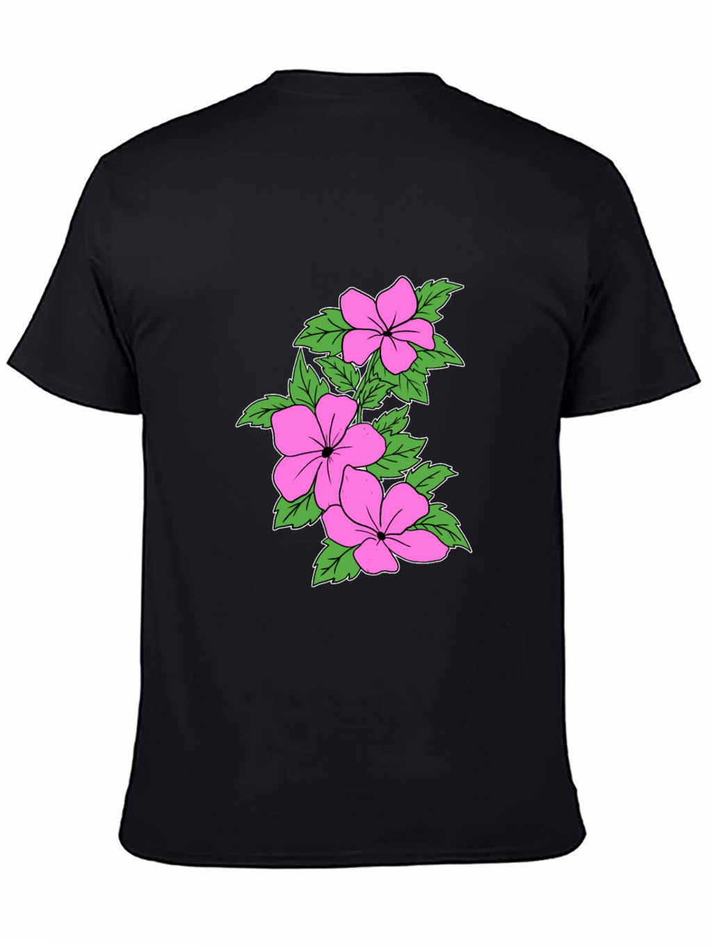 Floral Print Crew Neck T-Shirt - Black