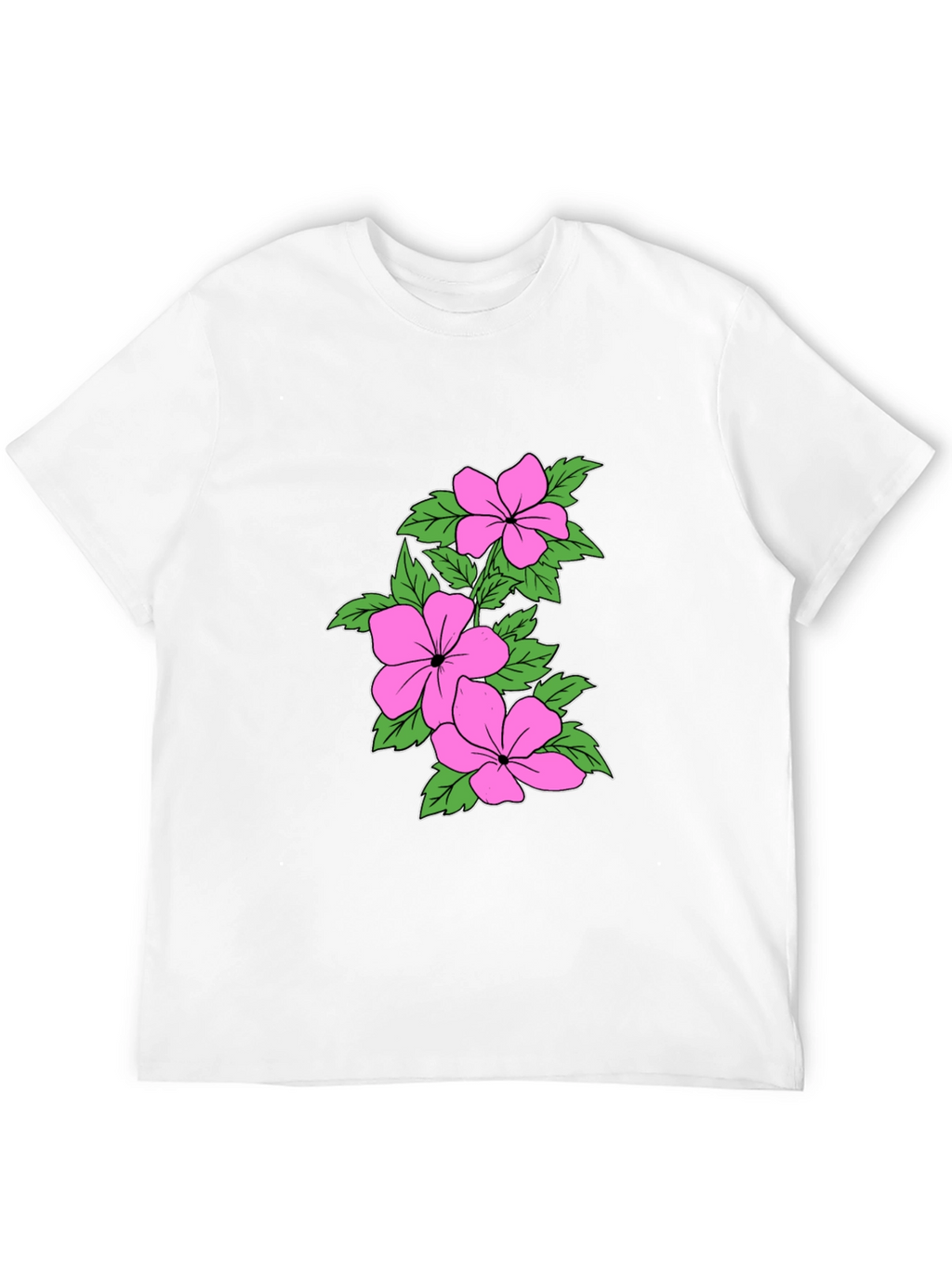 Floral Print Crew Neck T-Shirt - Black