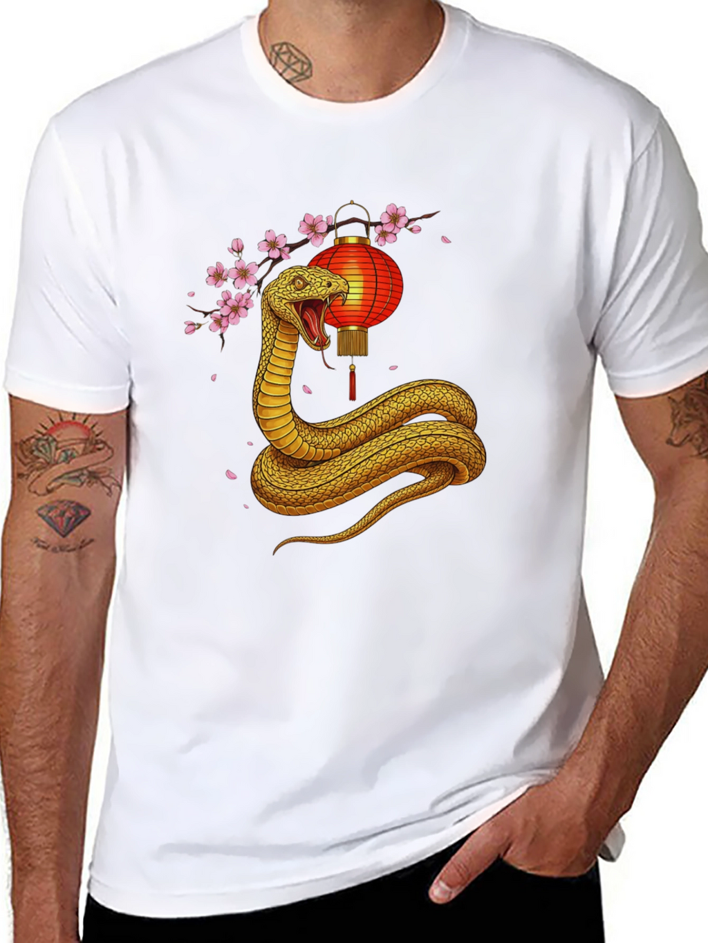 Snake Lantern Graphic Tee - Black