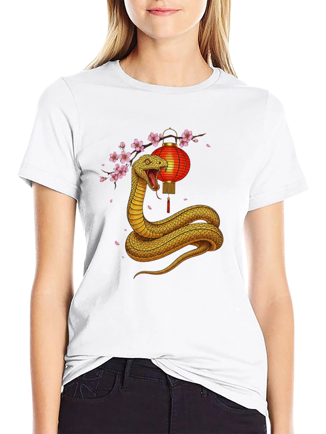 Snake Lantern Graphic Tee - Black