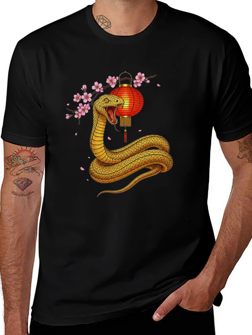 Snake Lantern Graphic Tee - Black