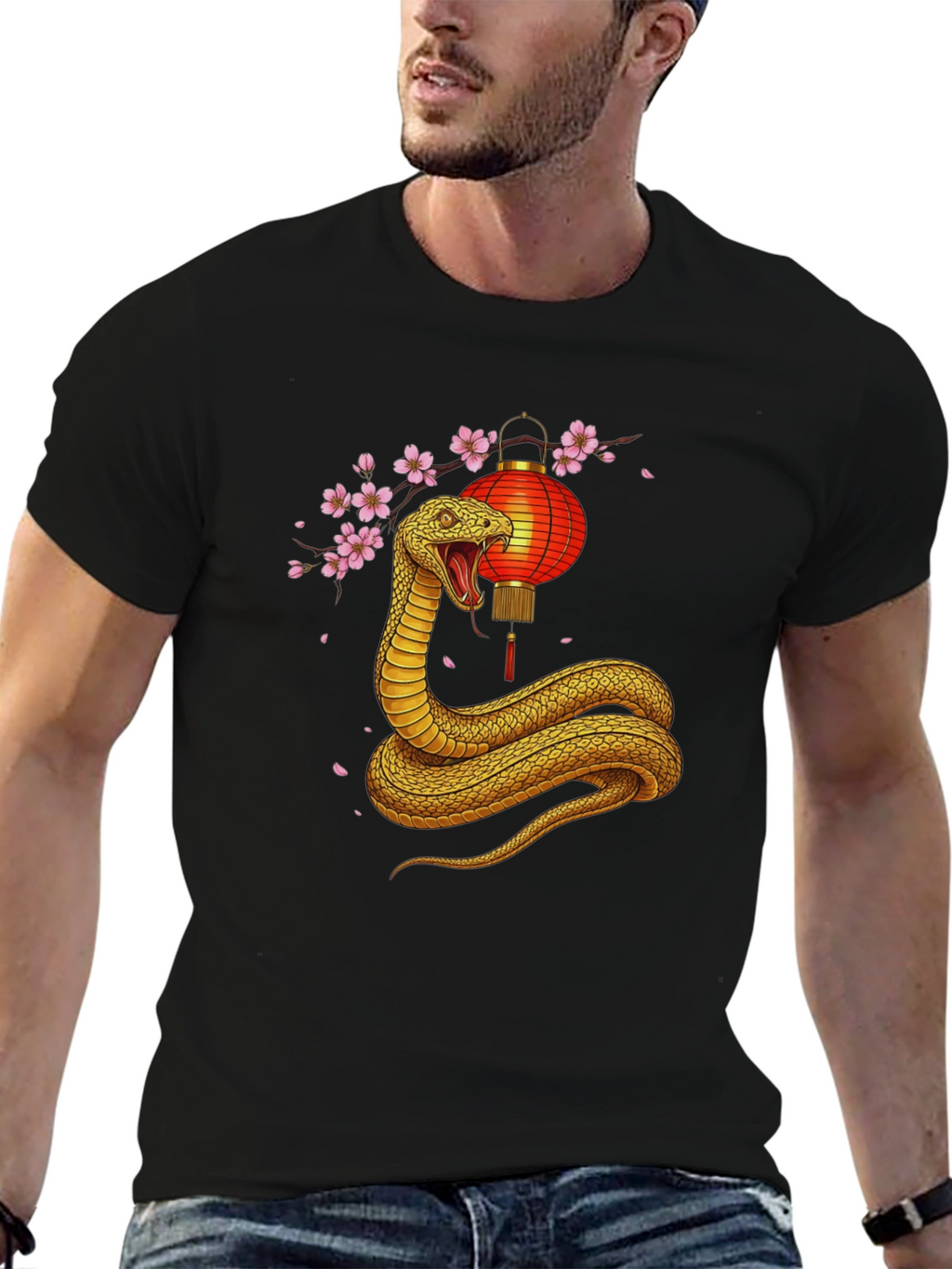 Snake Lantern Graphic Tee - Black