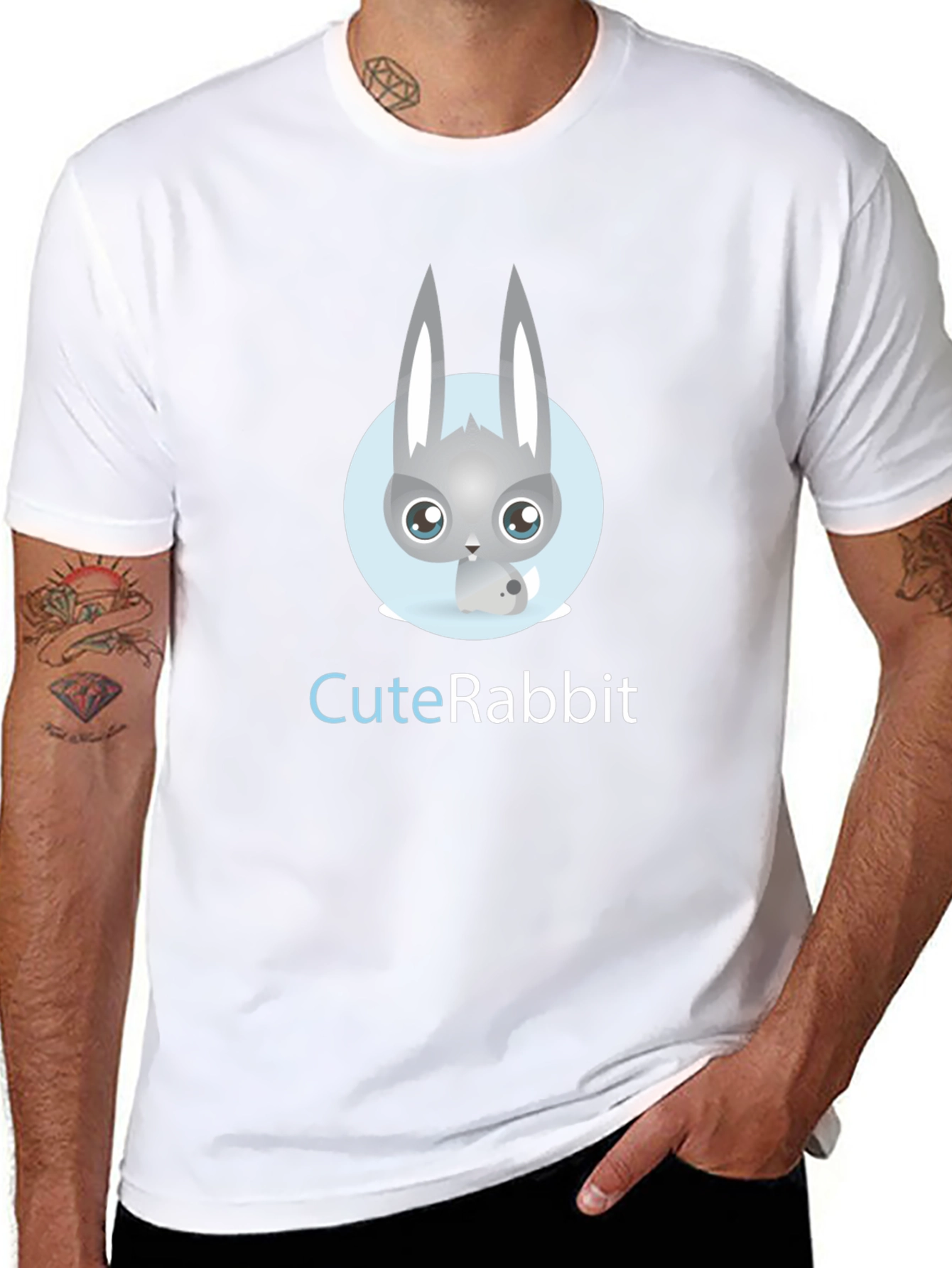 Cute Rabbit Graphic Tee - Soft Cotton Blend