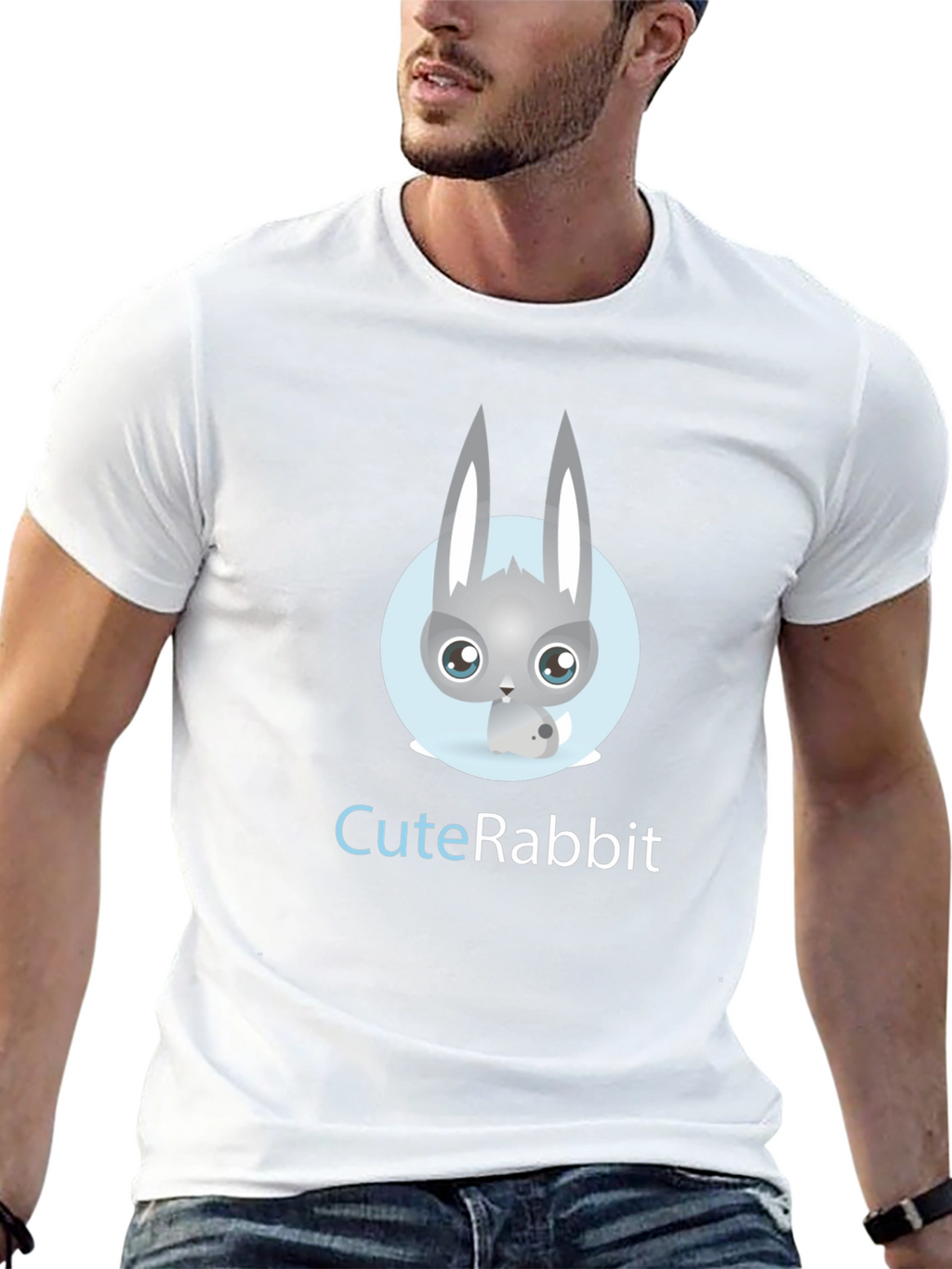 Cute Rabbit Graphic Tee - Soft Cotton Blend