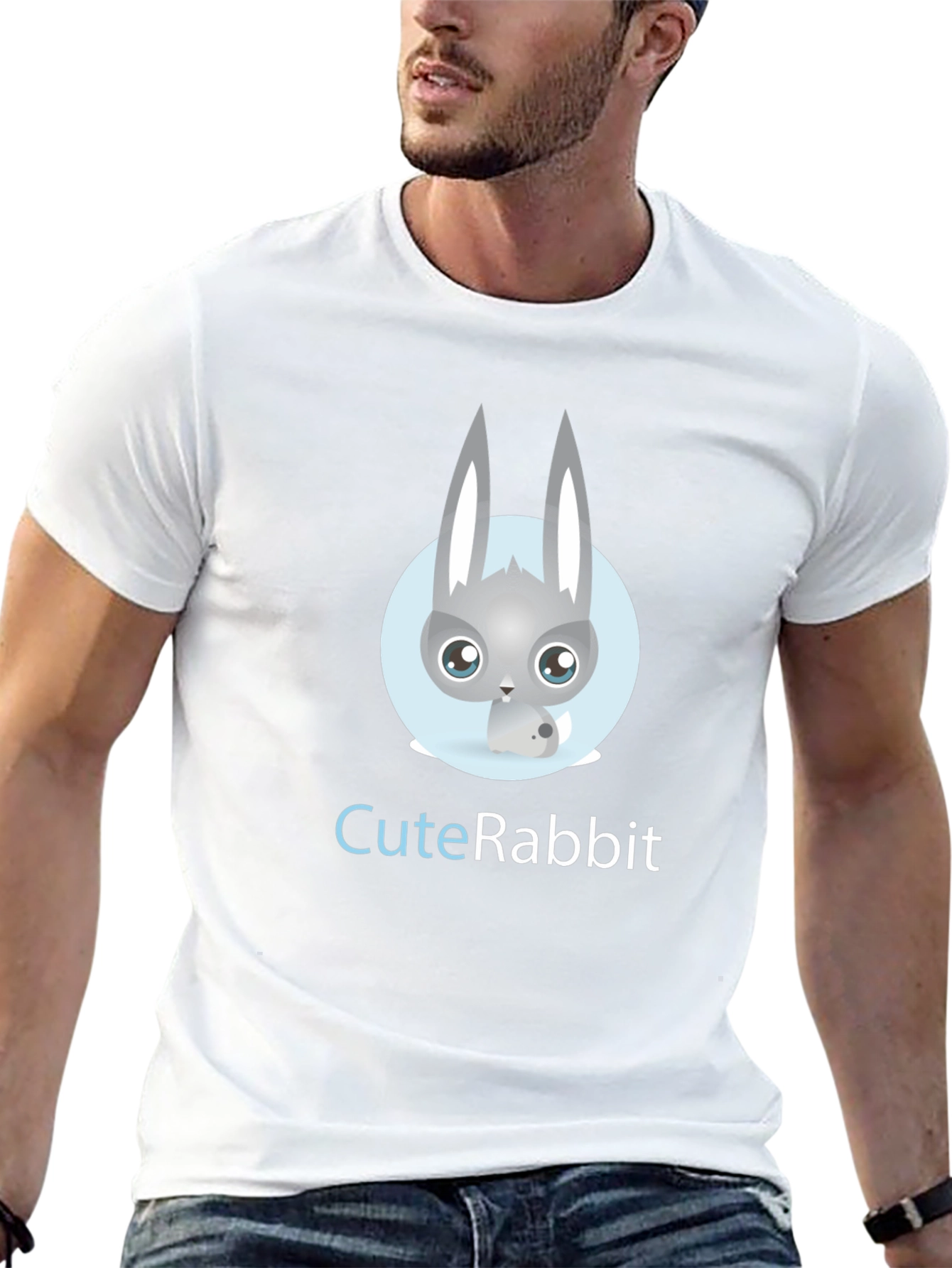 Cute Rabbit Graphic Tee - Soft Cotton Blend