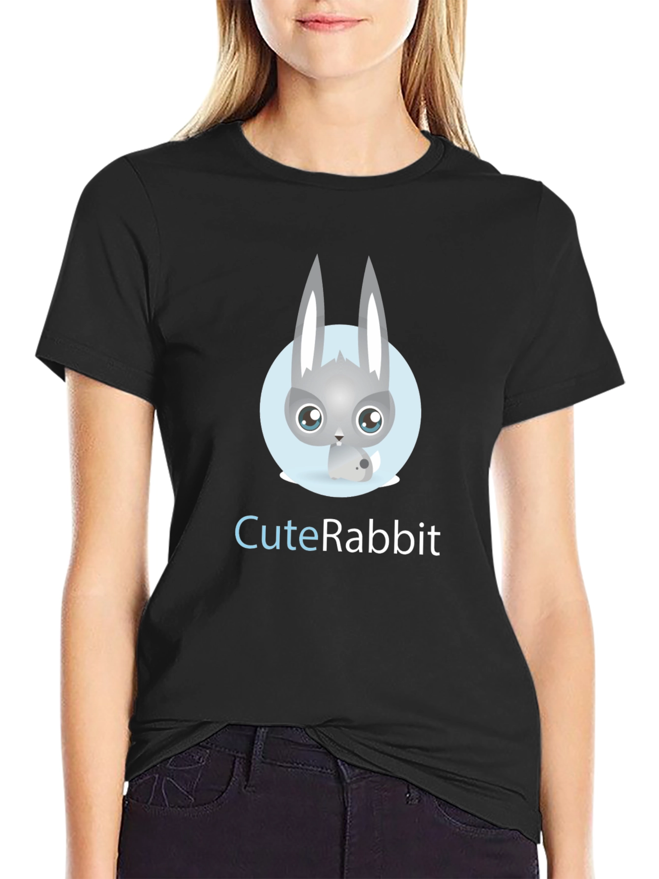 Cute Rabbit Graphic Tee - Soft Cotton Blend