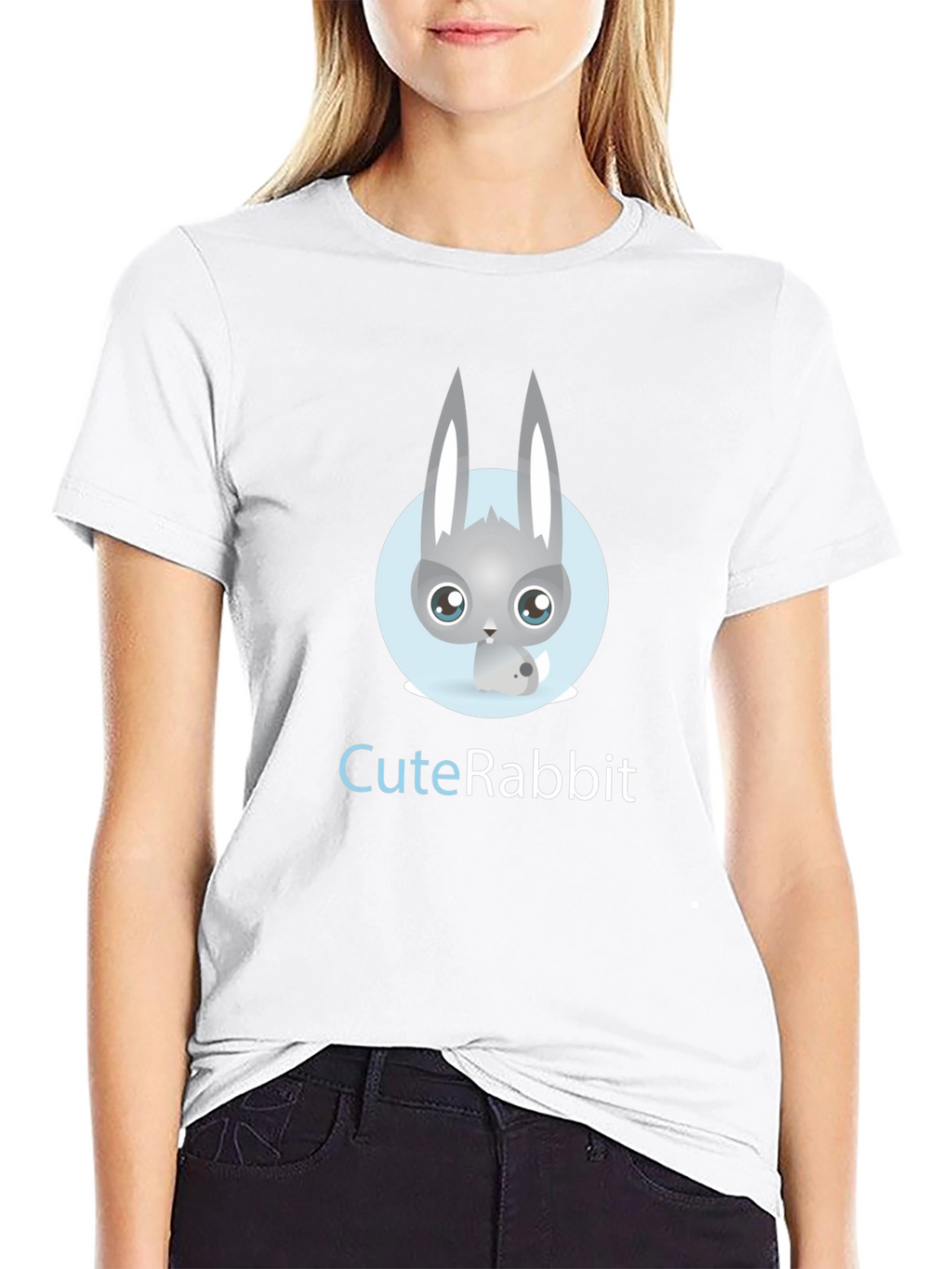 Cute Rabbit Graphic Tee - Soft Cotton Blend