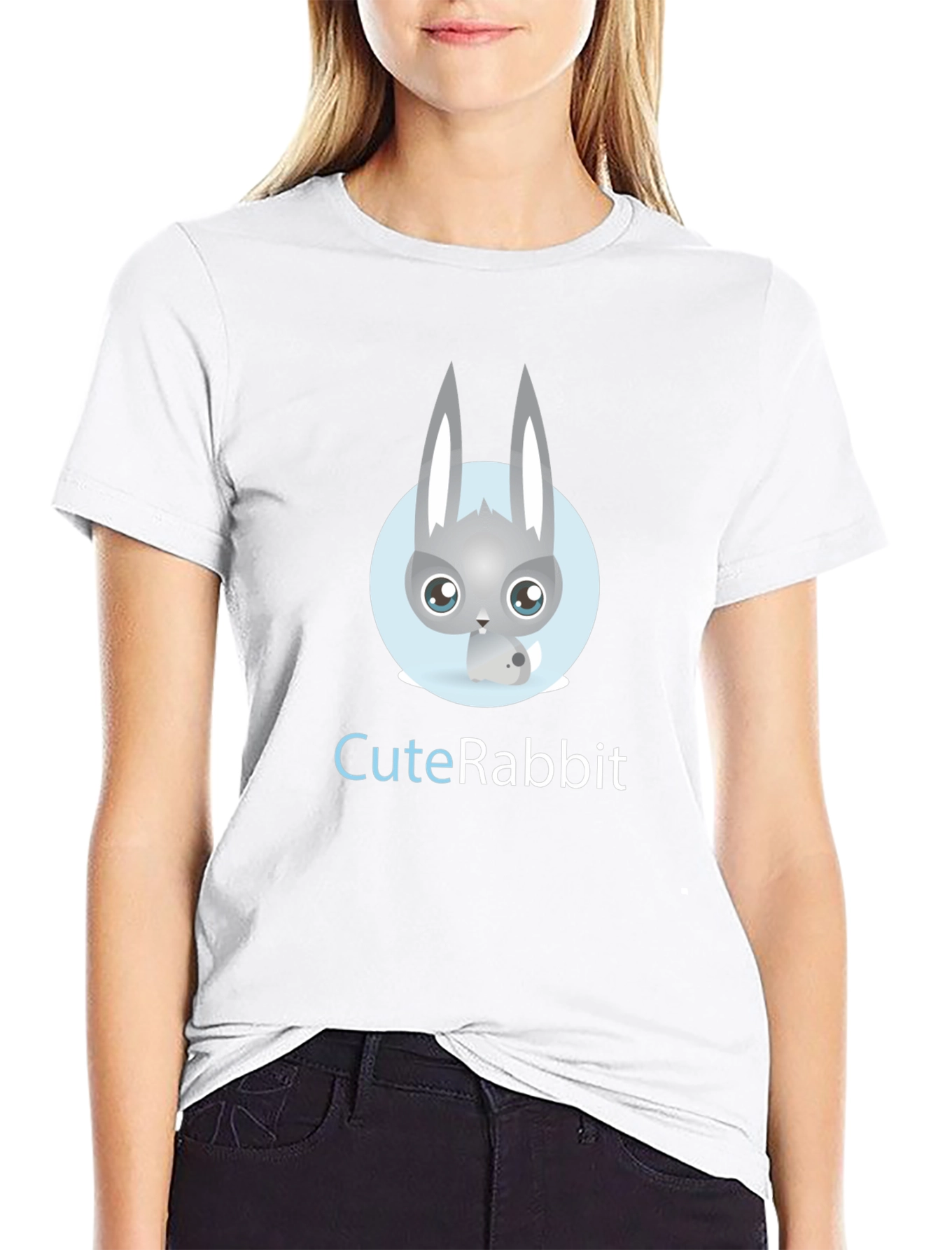 Cute Rabbit Graphic Tee - Soft Cotton Blend