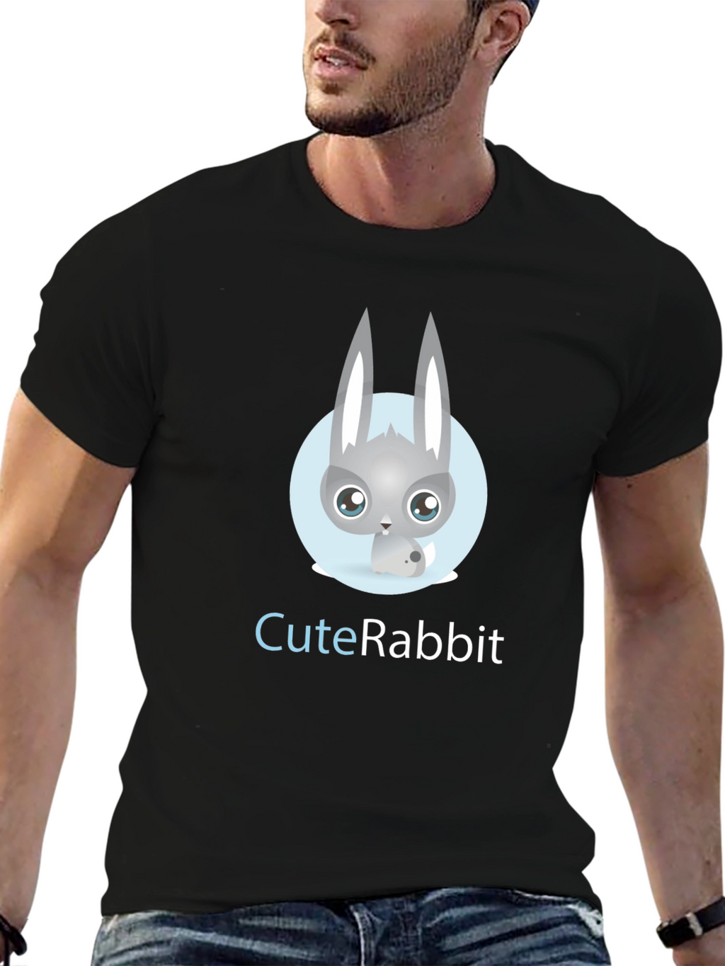 Cute Rabbit Graphic Tee - Soft Cotton Blend