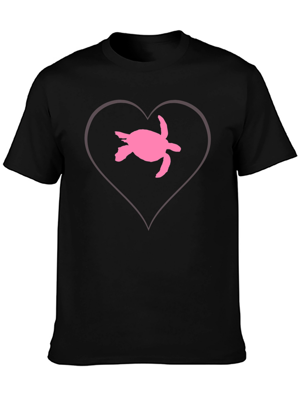 Sea Turtle Heart T-Shirt - Black Cotton