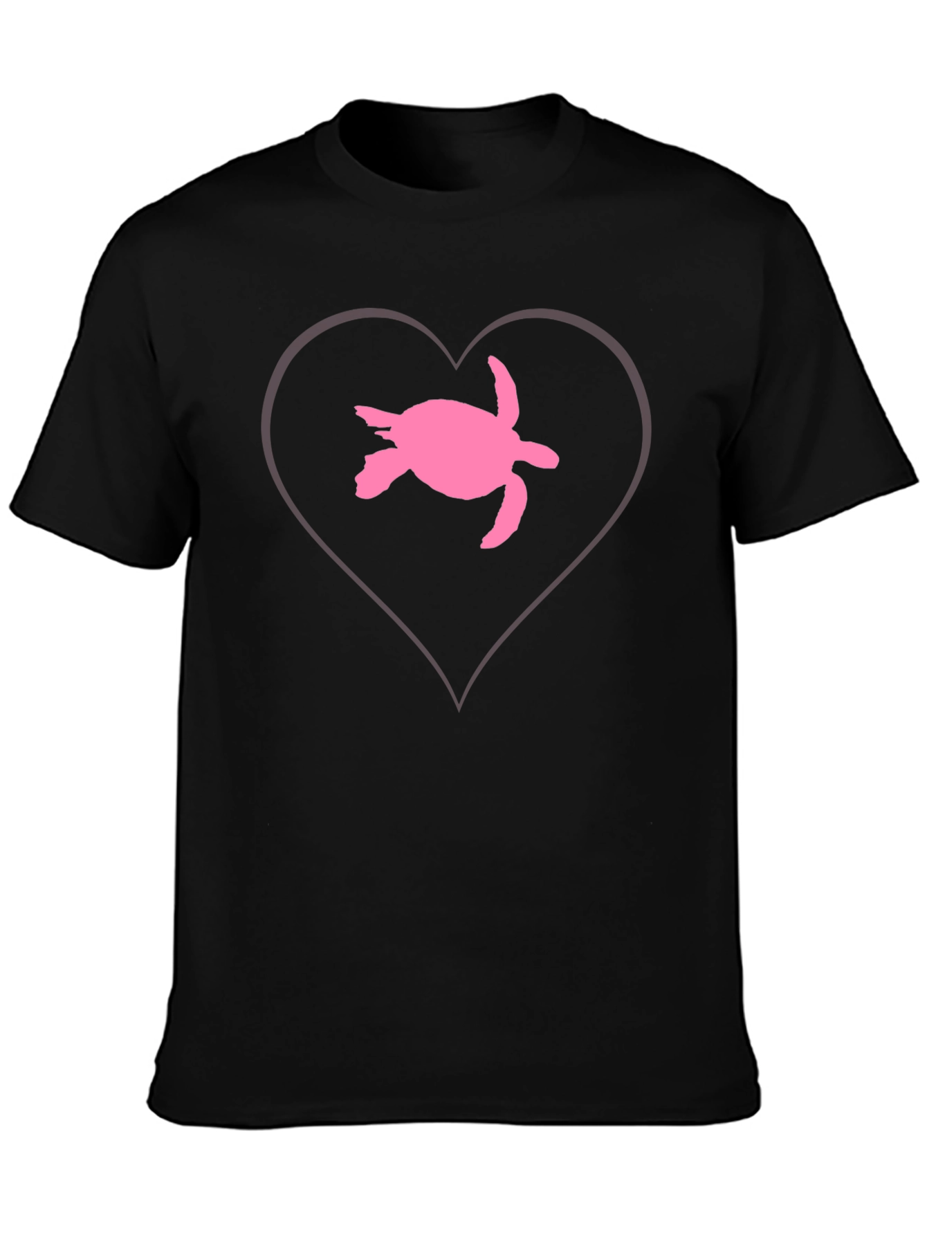 Sea Turtle Heart T-Shirt - Black Cotton
