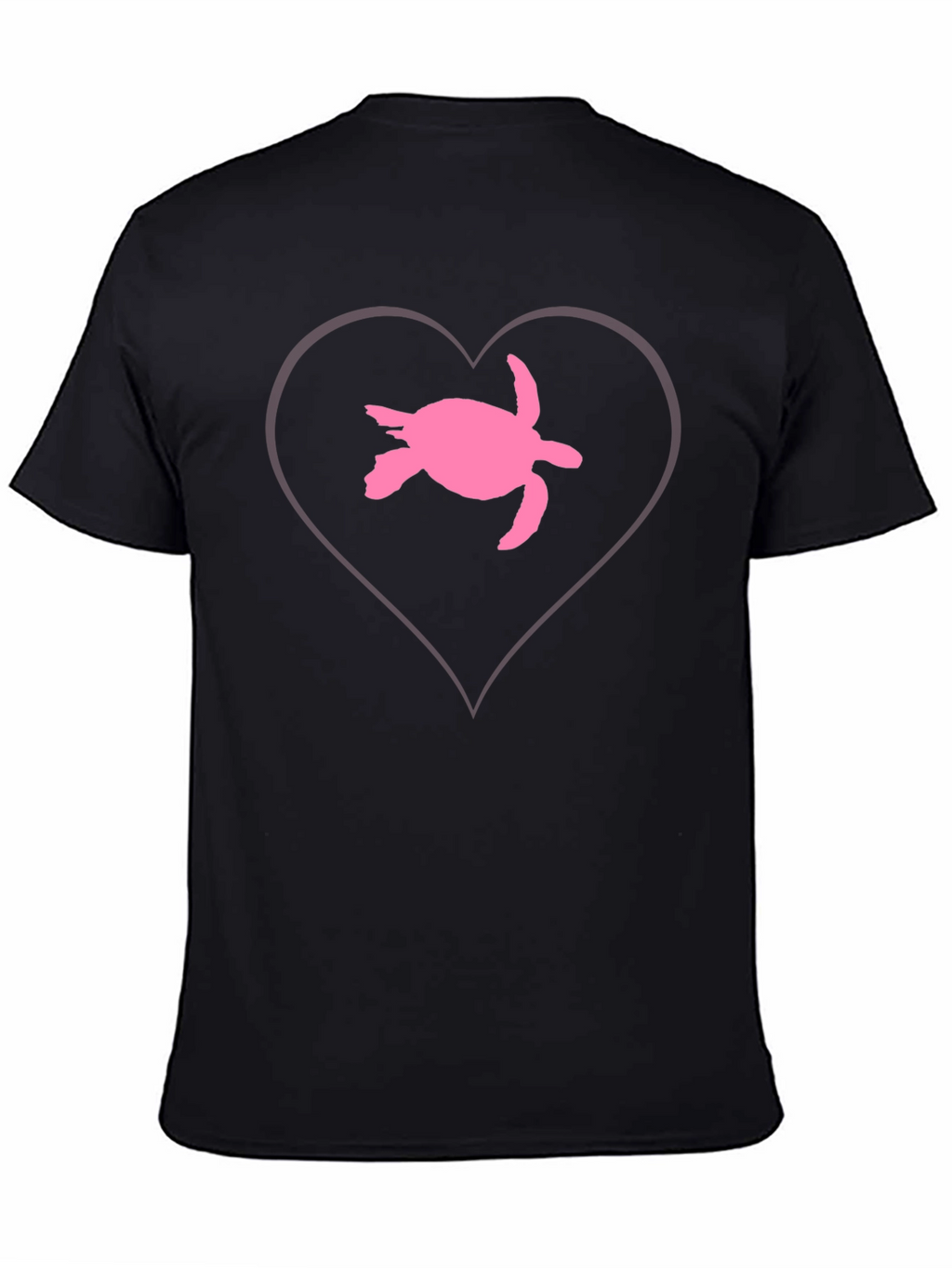 Sea Turtle Heart T-Shirt - Black Cotton