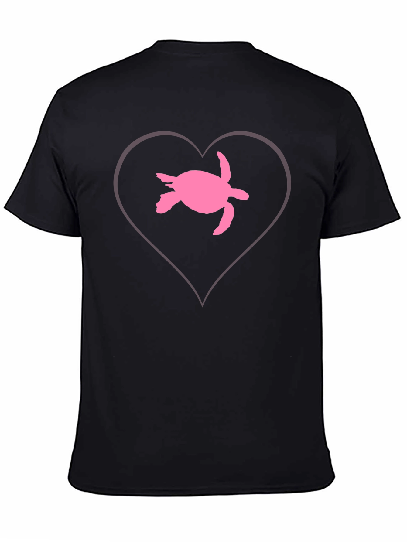Sea Turtle Heart T-Shirt - Black Cotton