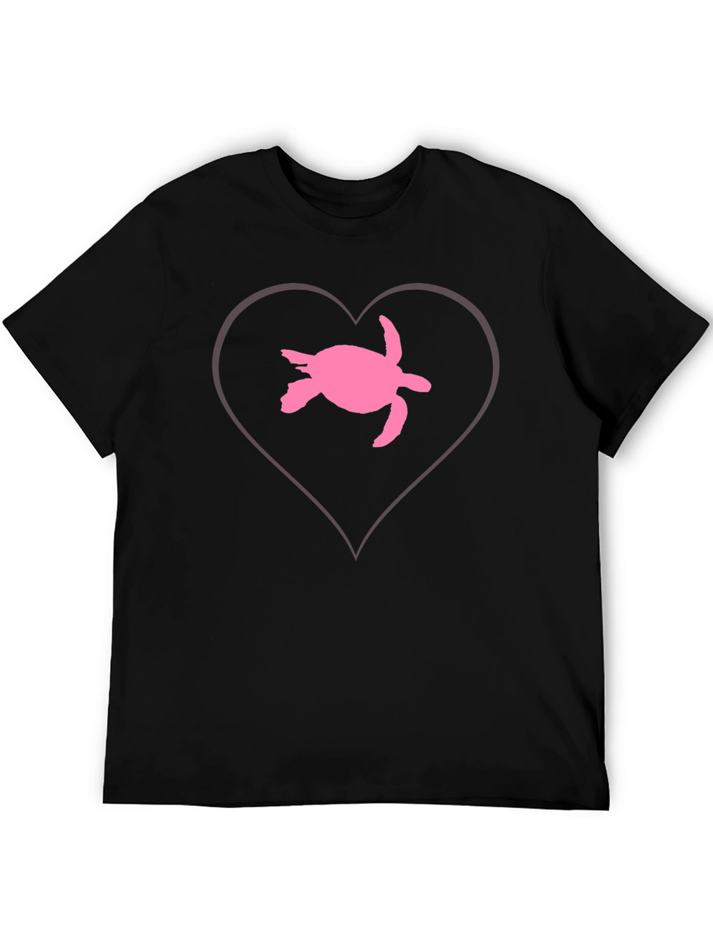 Sea Turtle Heart T-Shirt - Black Cotton