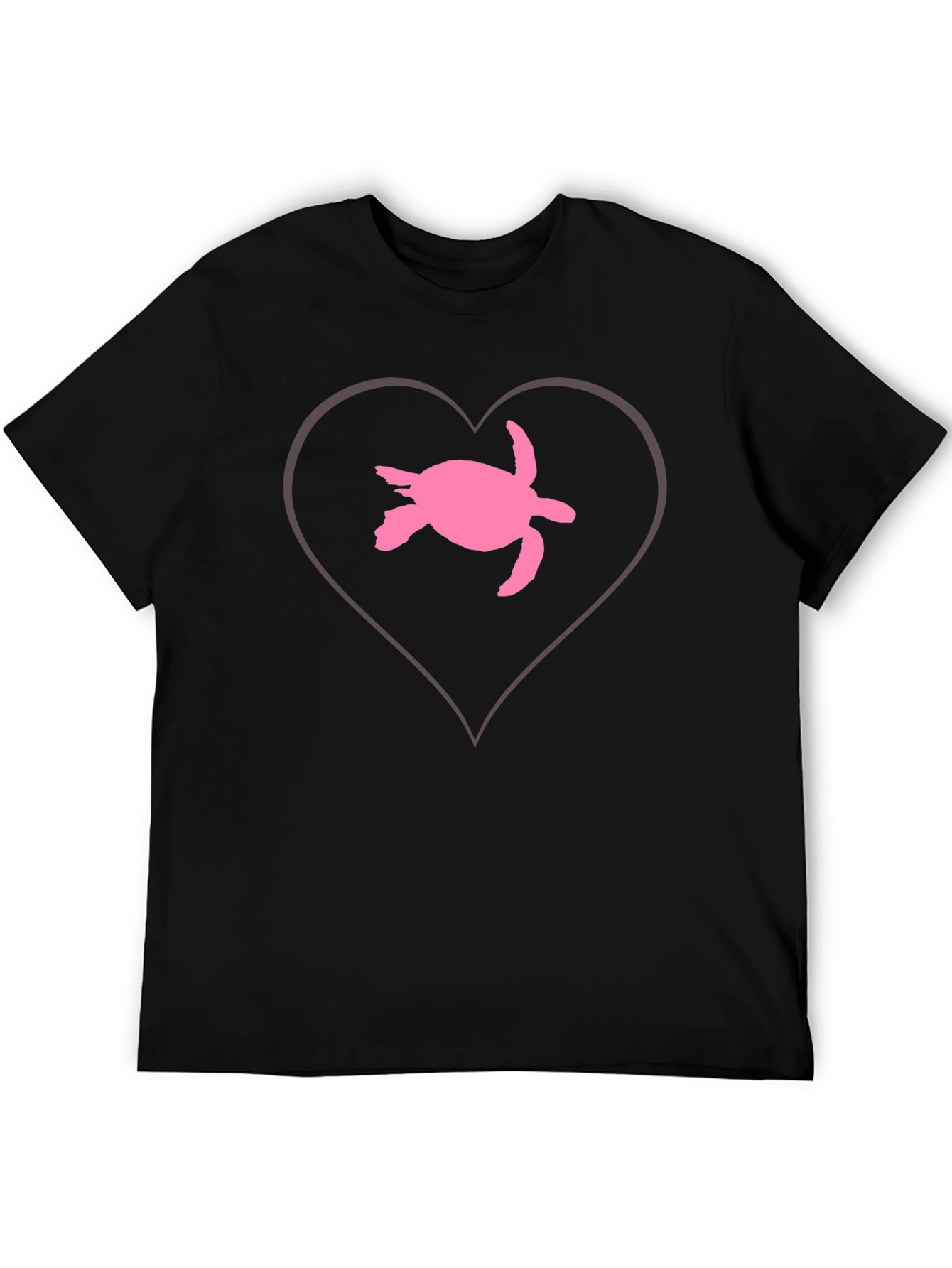Sea Turtle Heart T-Shirt - Black Cotton