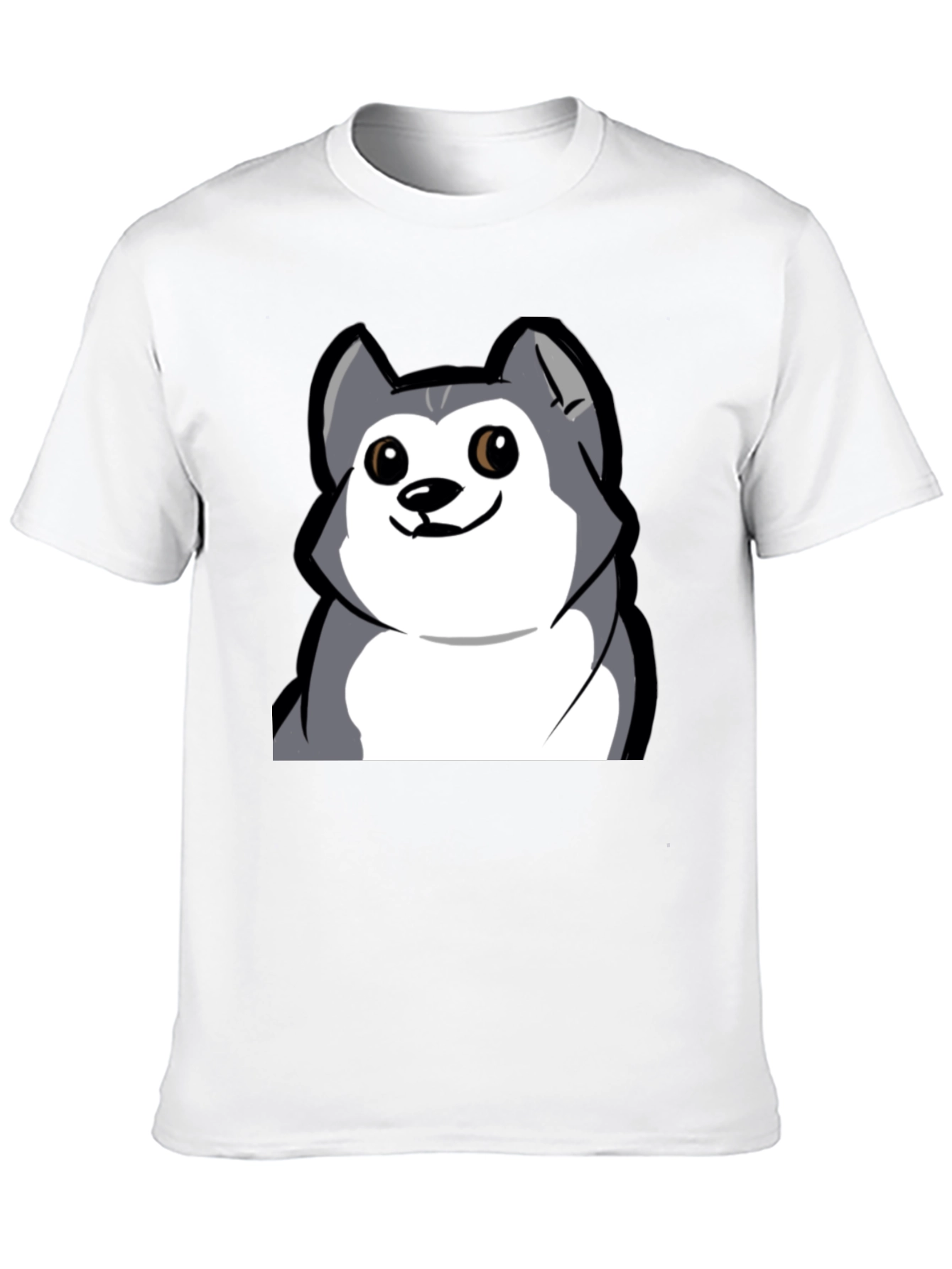 Cartoon Dog Graphic Tee - Black Cotton T-Shirt