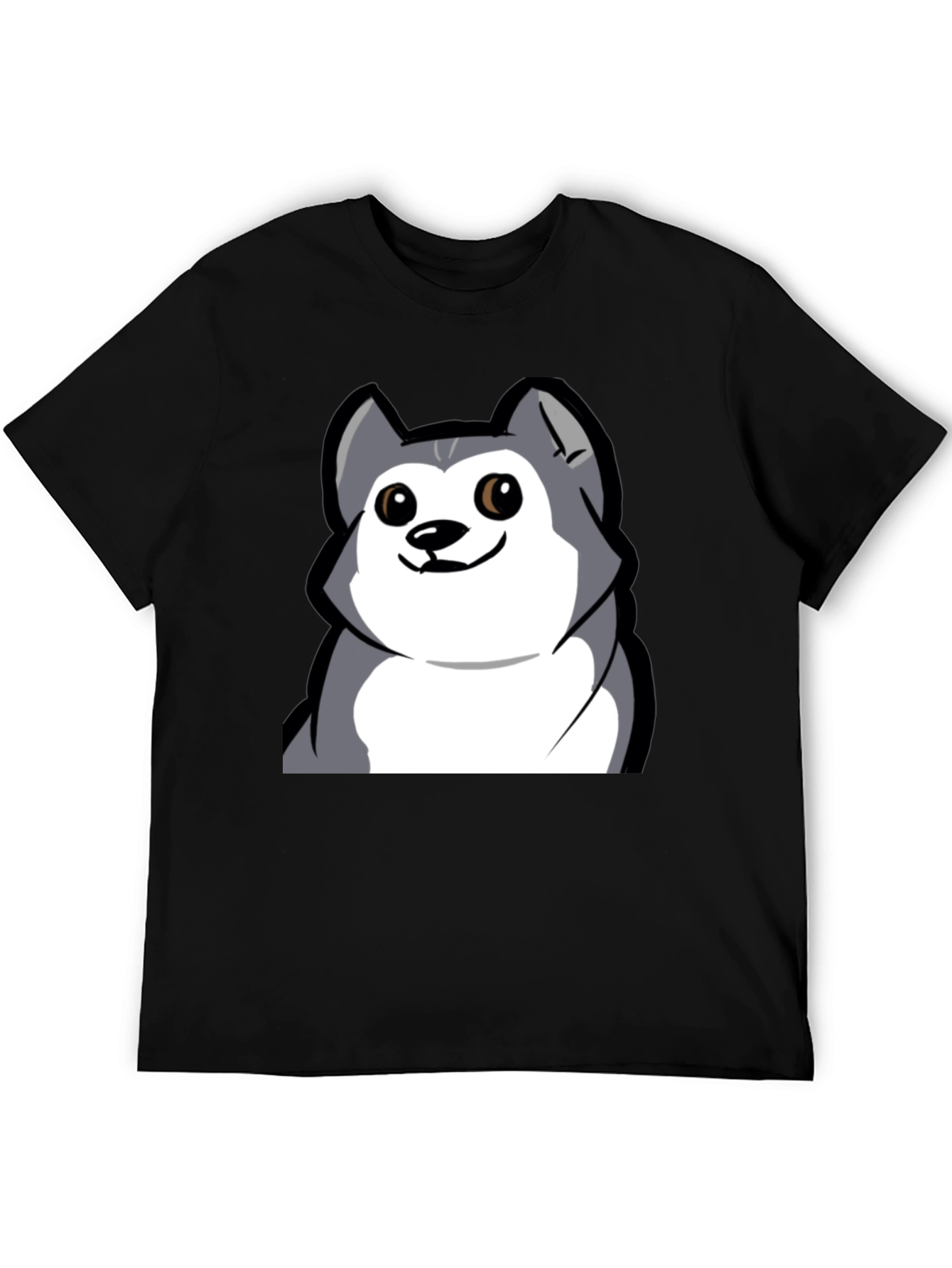 Cartoon Dog Graphic Tee - Black Cotton T-Shirt