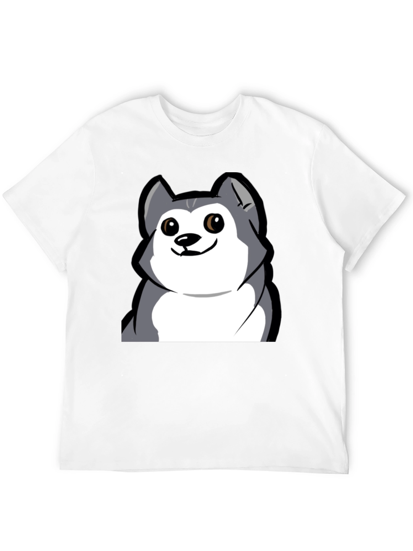 Cartoon Dog Graphic Tee - Black Cotton T-Shirt