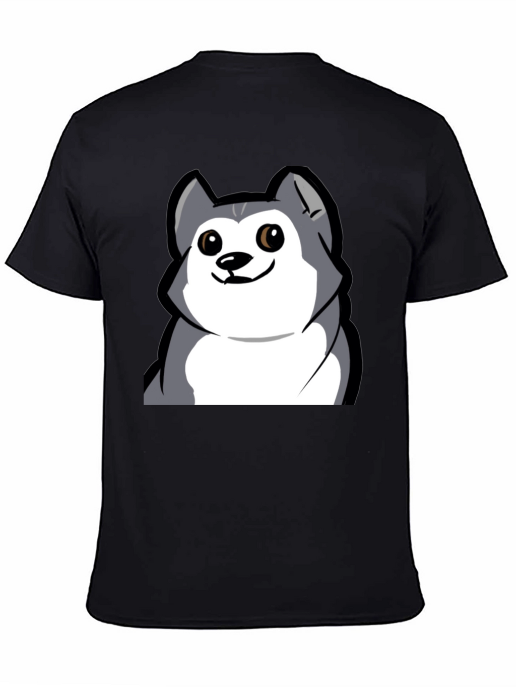 Cartoon Dog Graphic Tee - Black Cotton T-Shirt