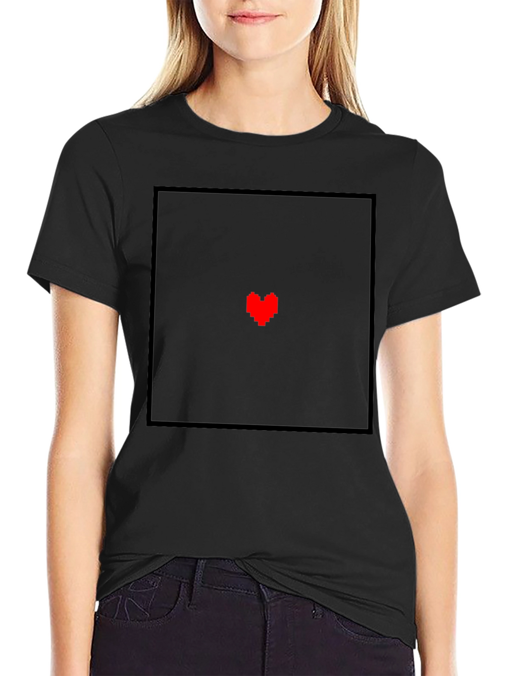 Pixel Heart Graphic Black T-Shirt