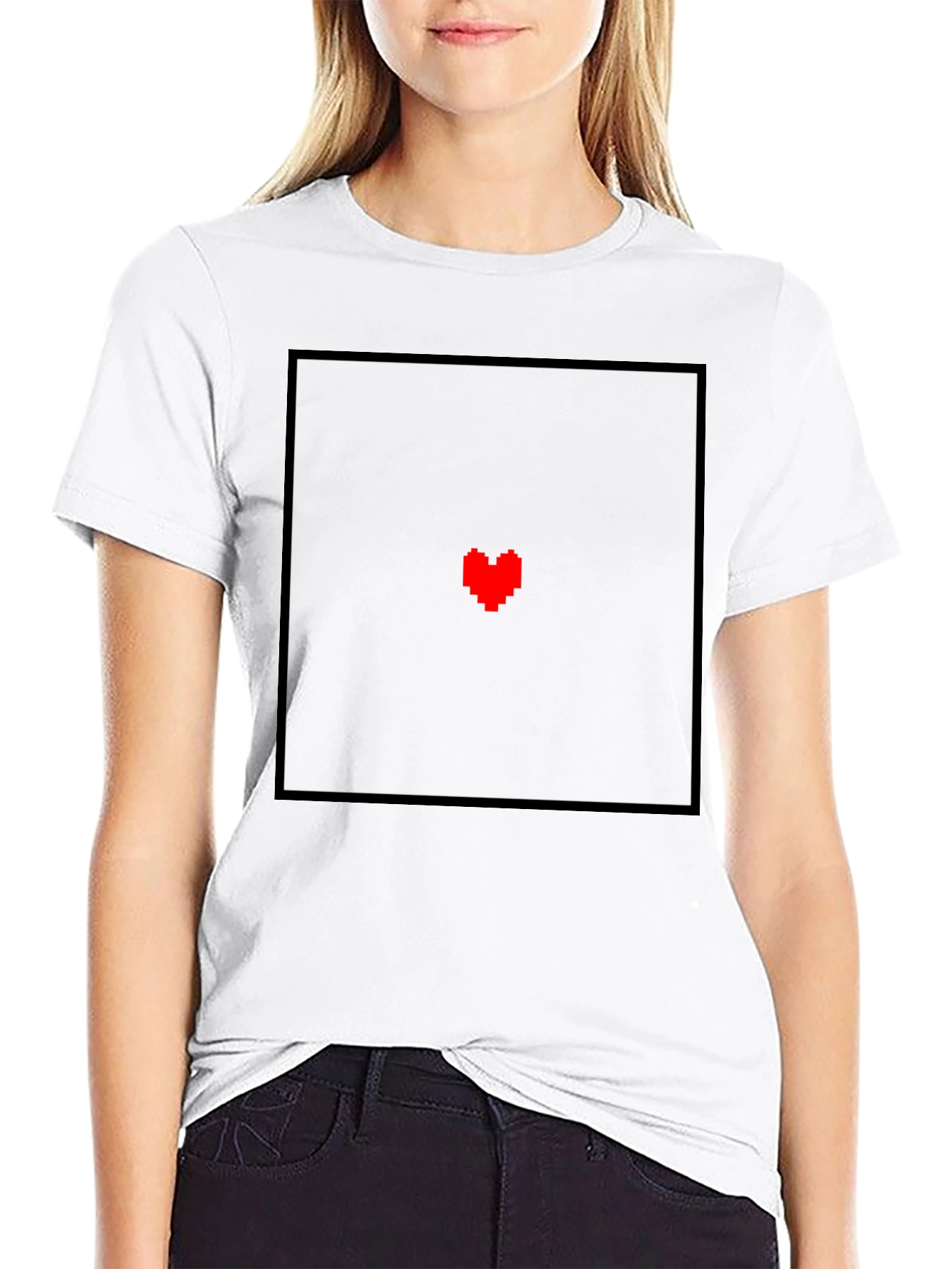 Pixel Heart Graphic Black T-Shirt